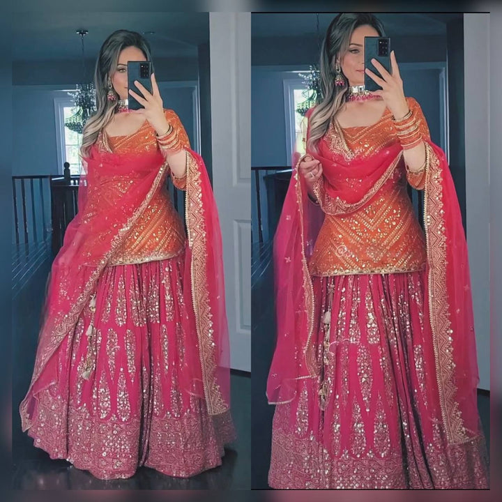 Pink Bridal Lehenga Heavy Embroidered Wedding Wear