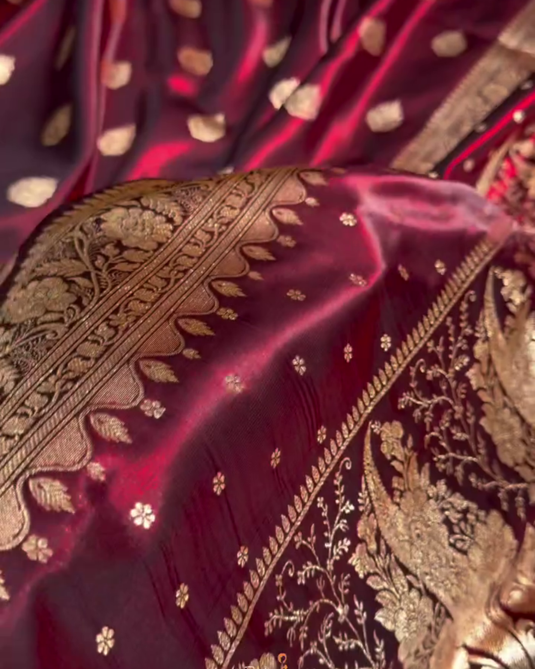 Kaushalya - icultural Banarasi Satin Saree with Golden Zari Floral Weaving