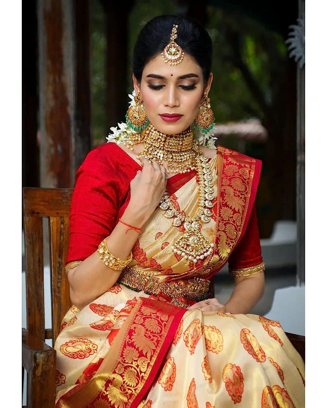 Red Zari Weaving Kanjivaram Soft Silk Jacquard by Icultuer