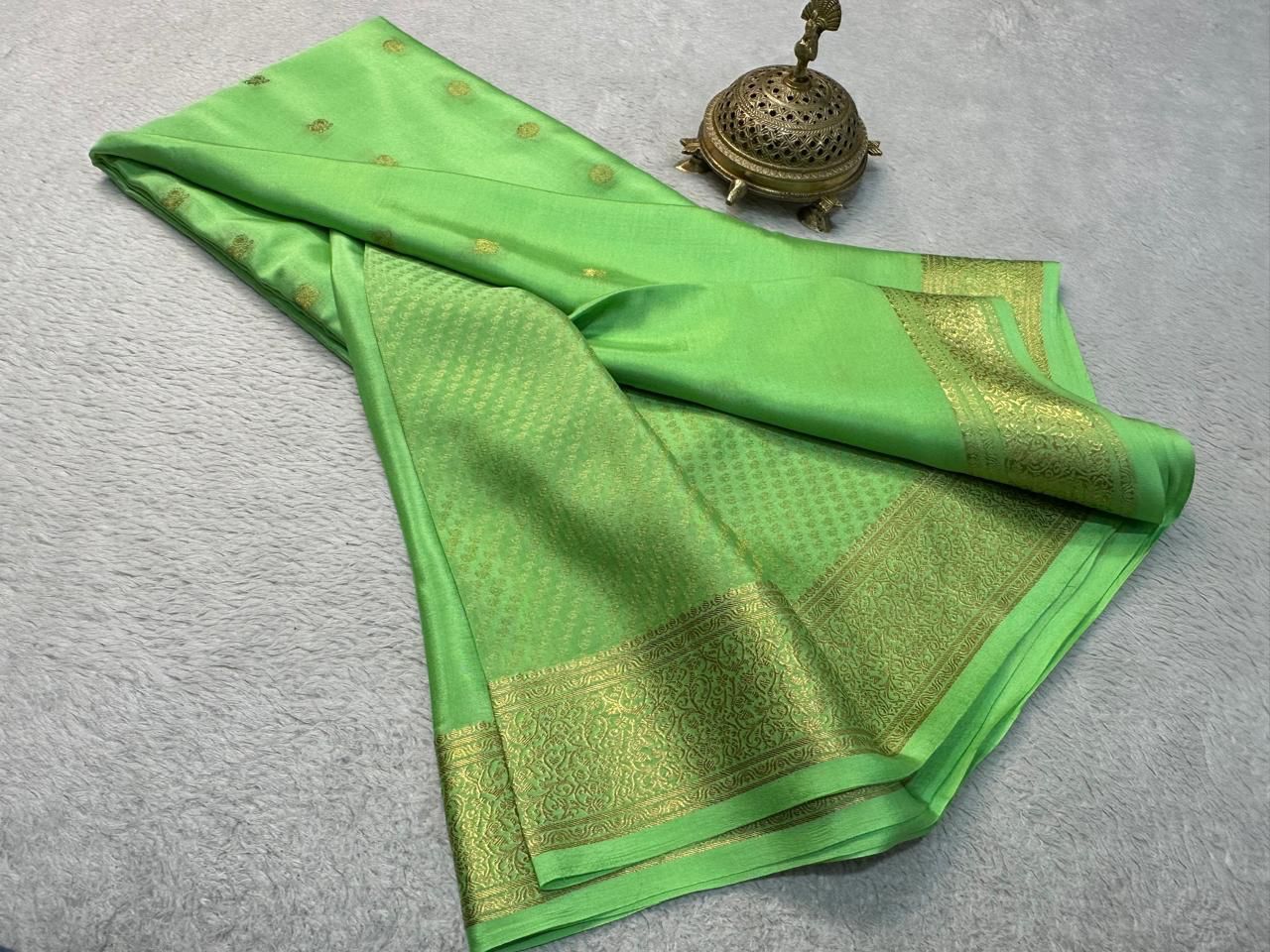 Statement Bridal Brocade Silk by Icultuer – Vibrant Patterns, Magnificent Pallu