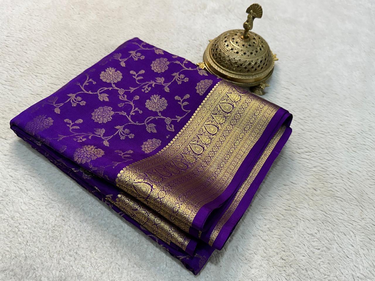 Elegance Redefined: Silk Brocade by Icultuer with Exquisite Gold & Silver Zari Weaving