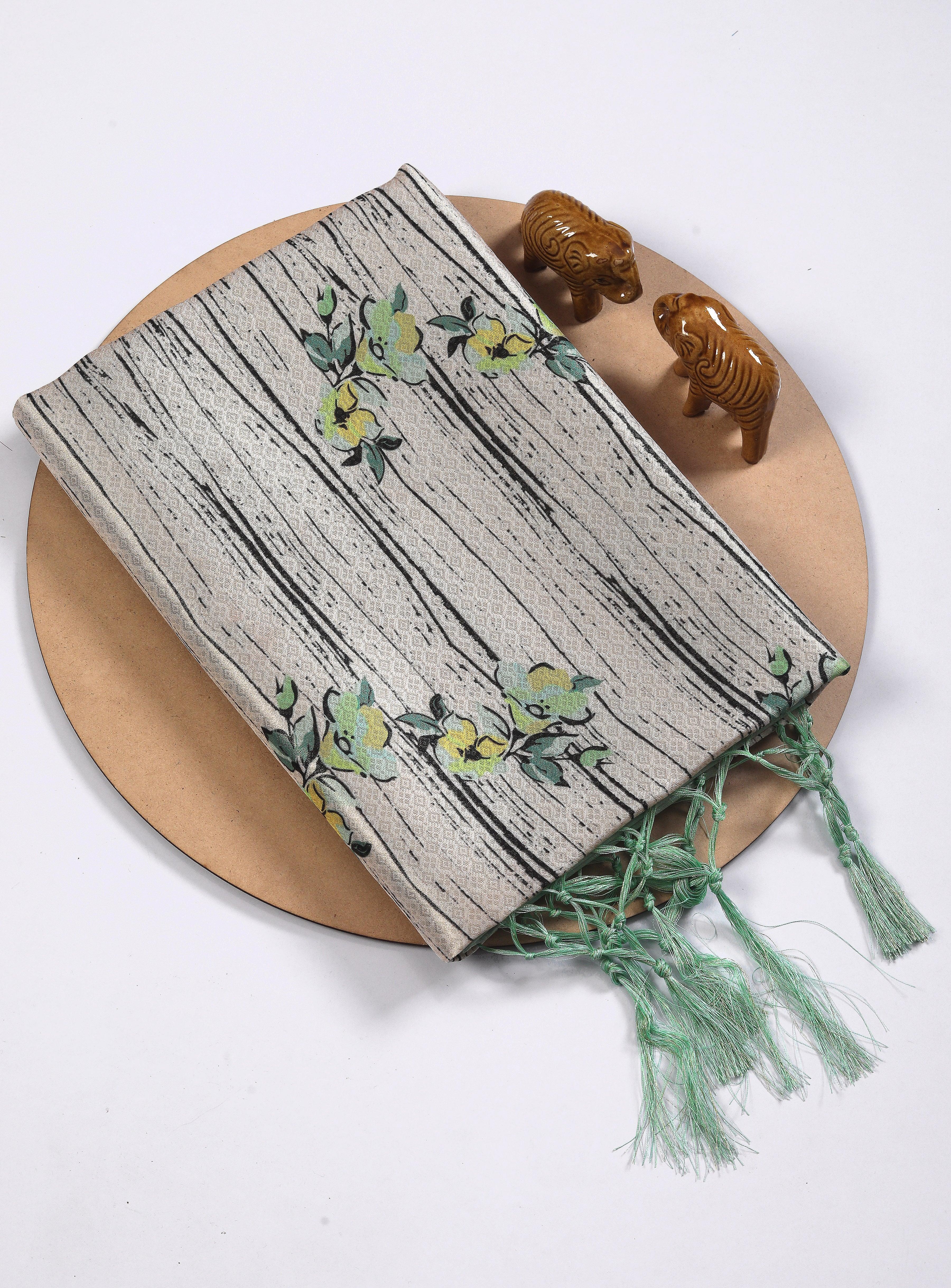 Digital soft silk printed saree in Sea Green