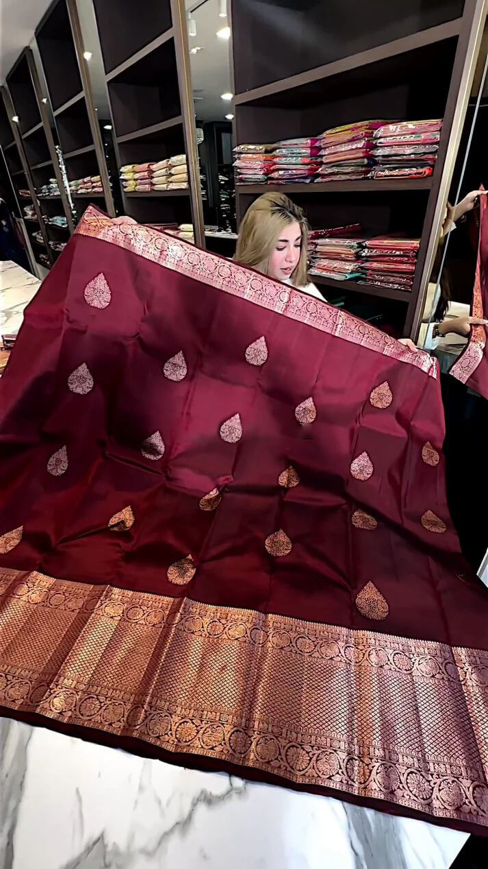 icultural Wine Soft Silk Saree With Evocative Blouse Piece