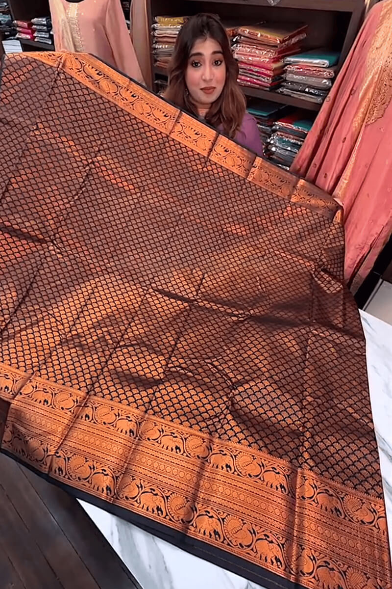 icultural Navy Blue Soft Banarasi Silk Saree With Unique Blouse Piece