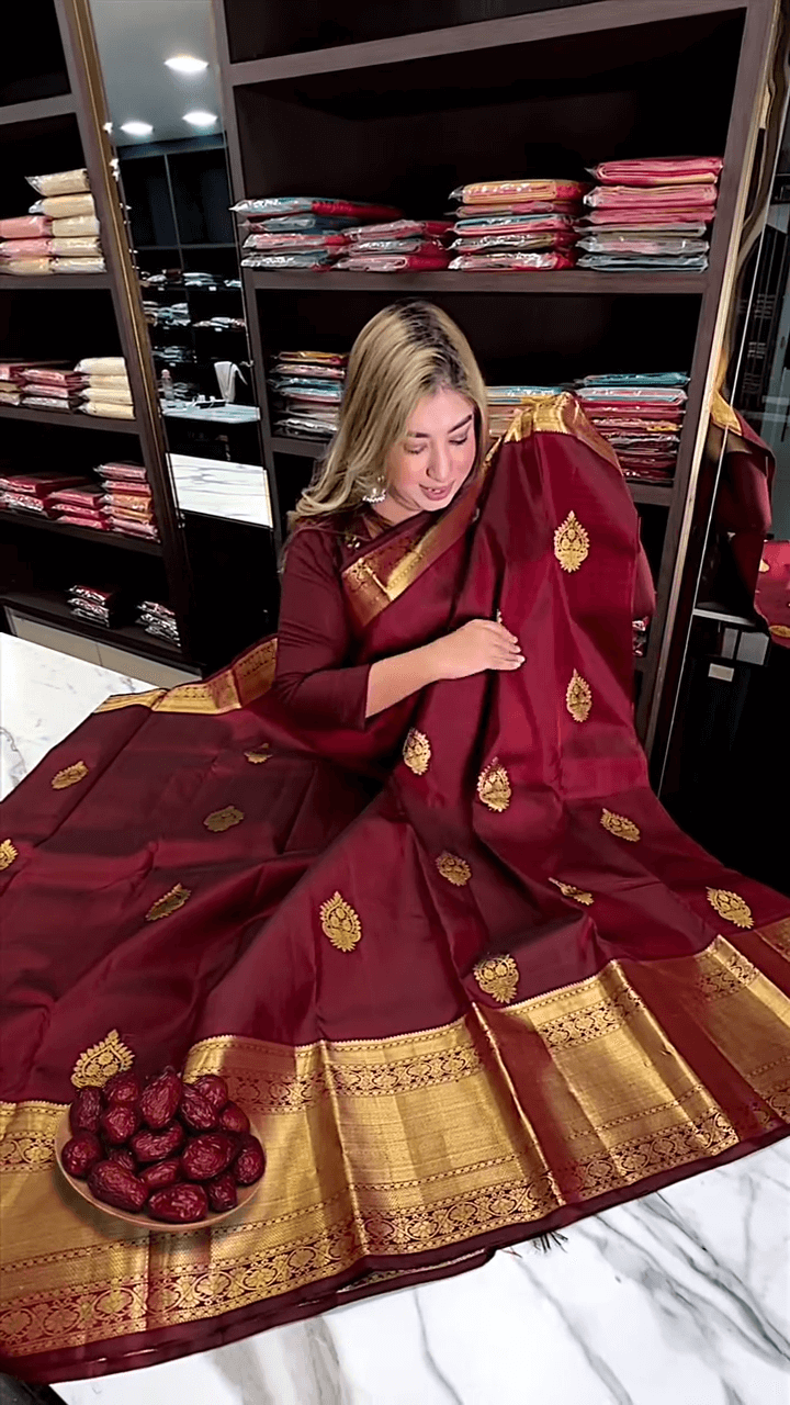 Eclat icultural Soft Banarasi Silk Saree With Flameboyant Blouse Piece