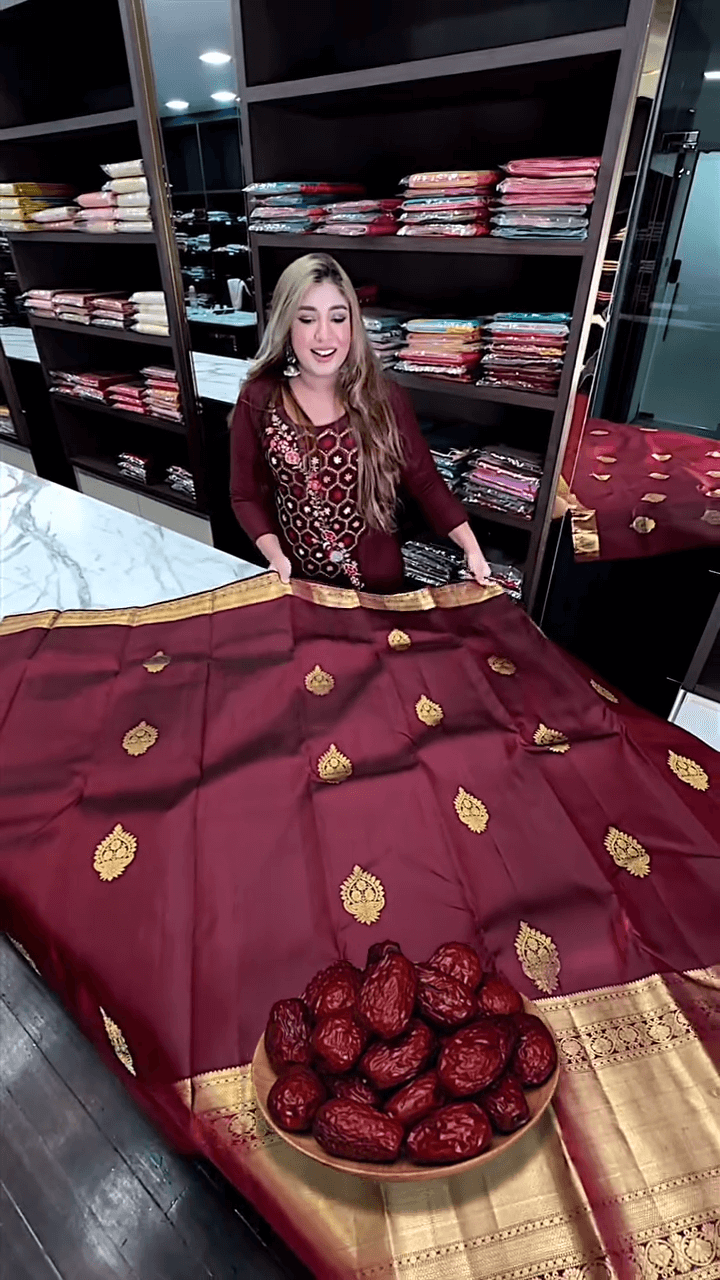 Eclat icultural Soft Banarasi Silk Saree With Flameboyant Blouse Piece