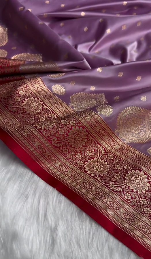 Royal icultural Satin Silk Saree with Exquisite Golden Zari Weaving