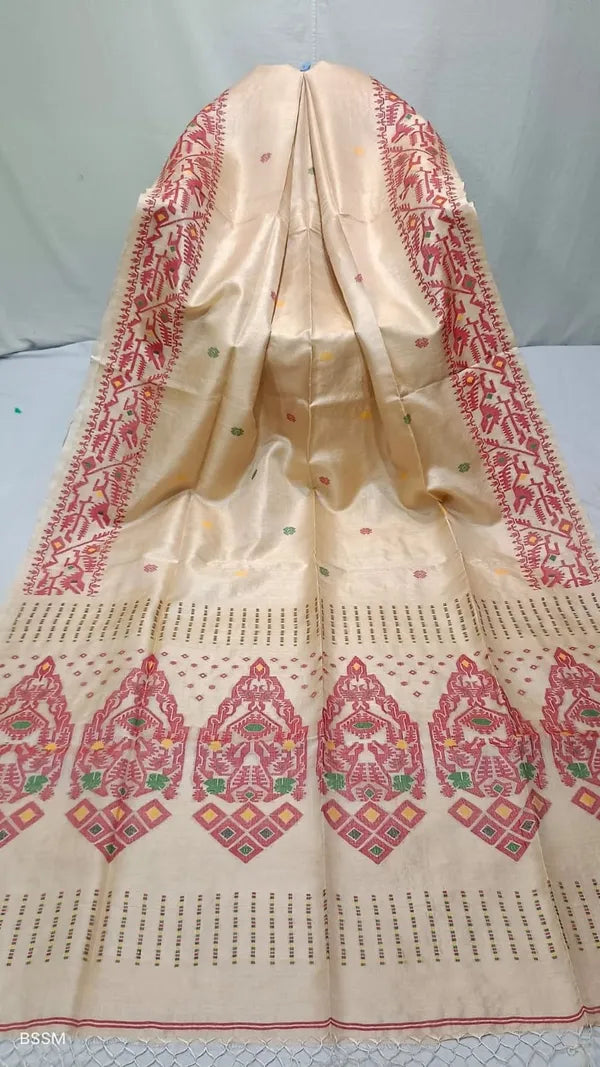 Heritage Beige Kanchipuram Silk by Icultuer with Rich Patterns
