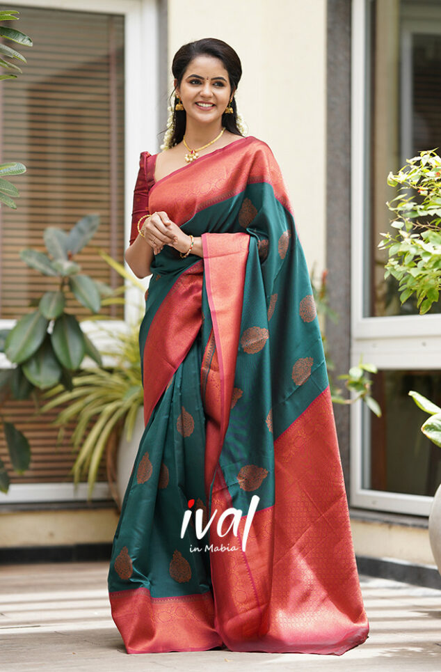 Dark Green Woven Kanjivaram Pure Silk by Icultuer