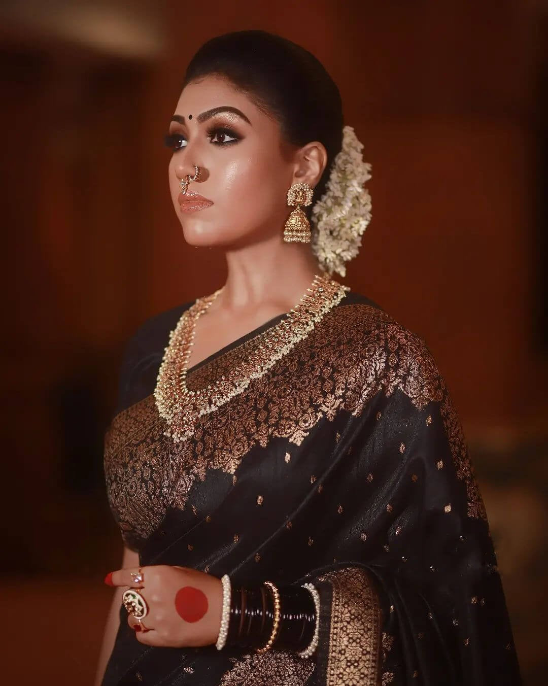 Black Banarasi Silk Saree with Jacquard Zari Border