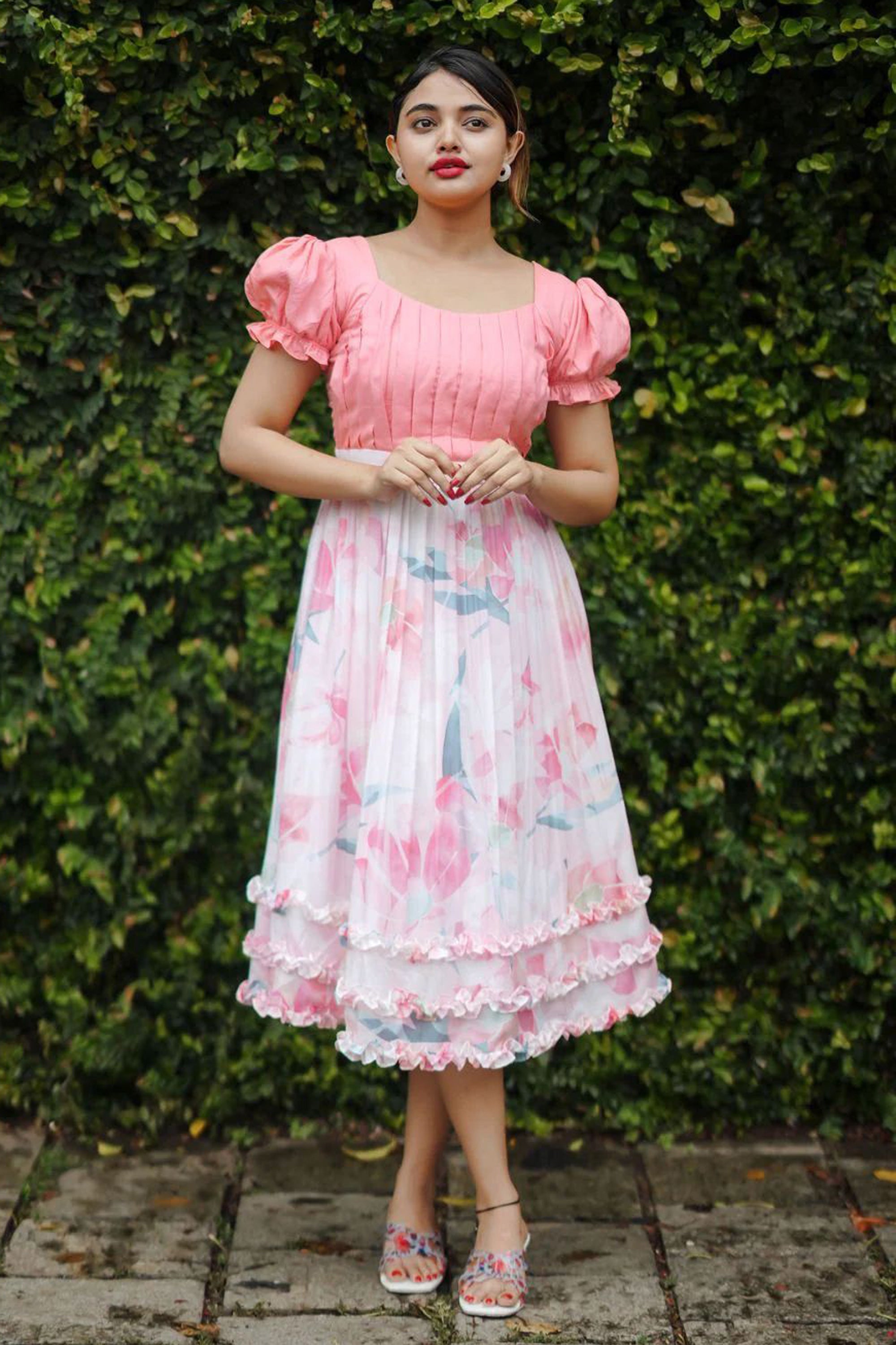 Women's Wearing Daisy Drizzle Pink Dress