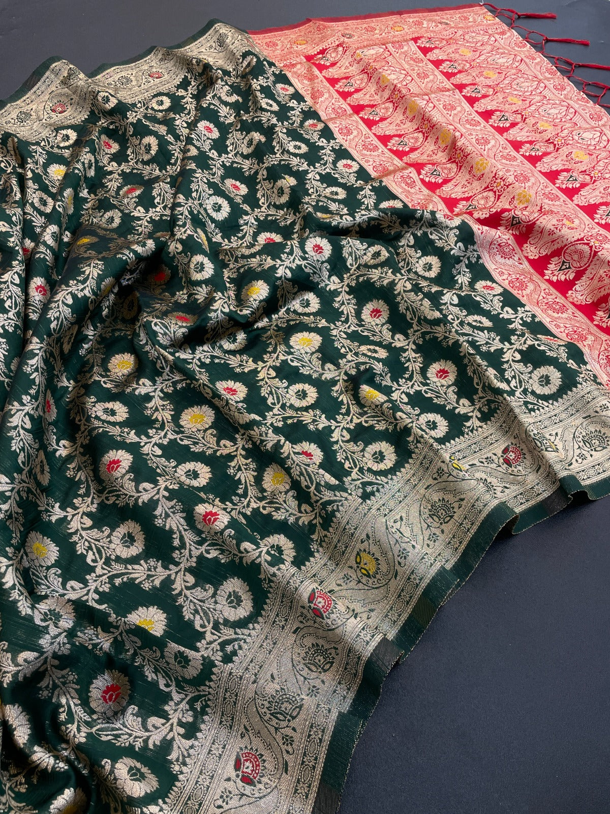 Banarasi Soft Silk by Icultuer with Glossy Finish & Elegant Draping