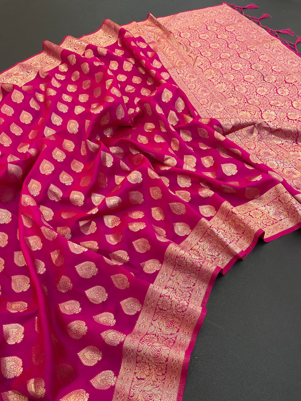 Exclusive Banarasi Soft Silk by Icultuer with Contrast Border