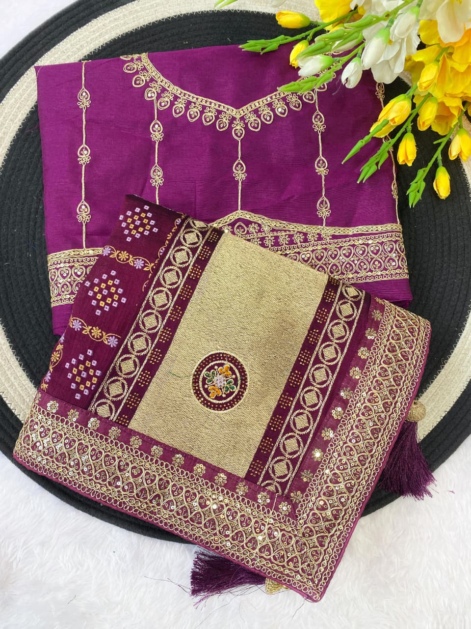 Designer Vichitra Silk by Icultuer with Beautiful Embellished Border