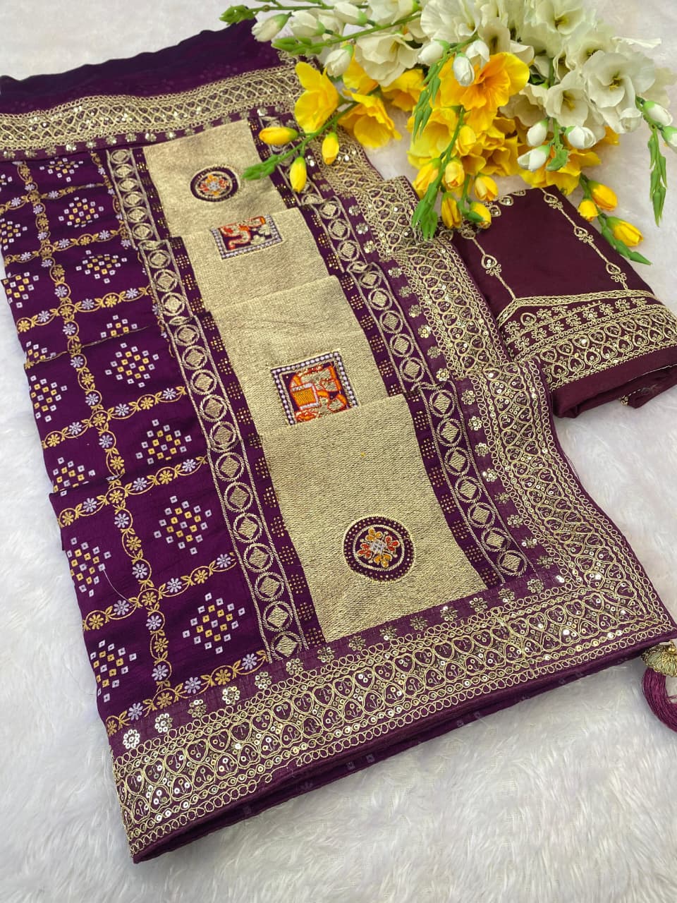 Designer Vichitra Silk by Icultuer with Beautiful Embellished Border
