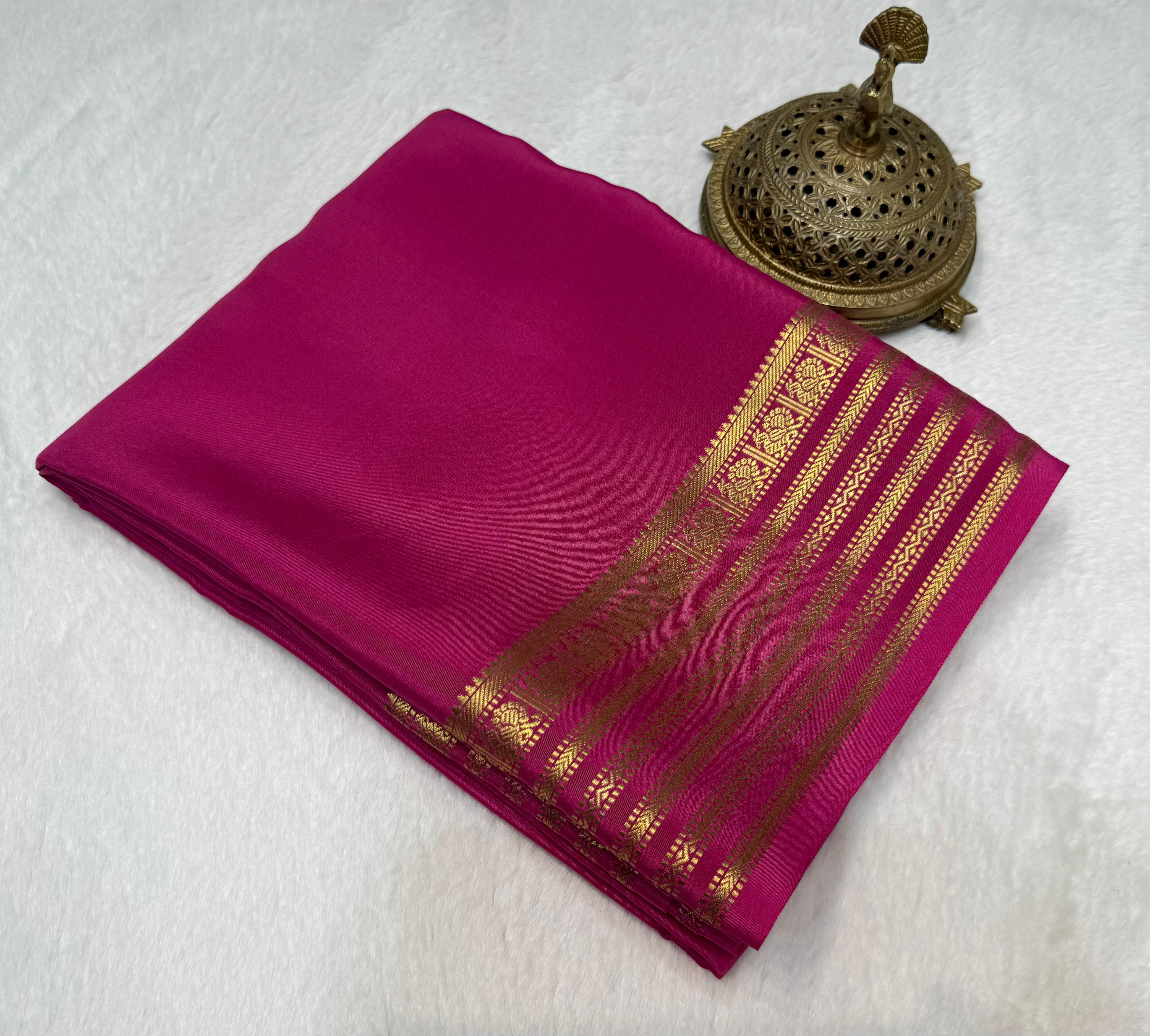 Rani pink Traditional Mysore Silk by Icultuer Gold Zari, Wedding & Festive Wear