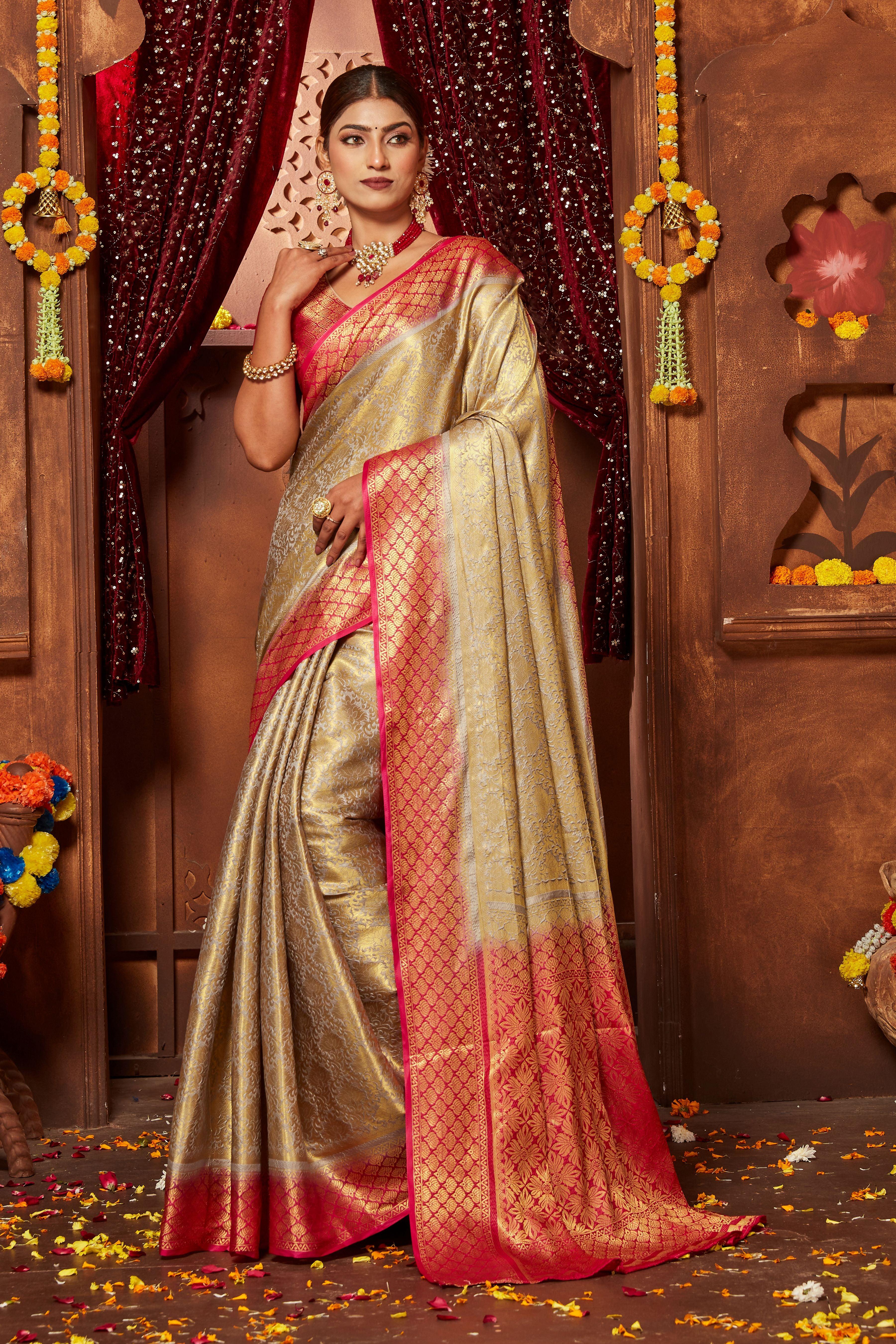 Elegance Redefined: Crafted Solid Silk Zari Weave