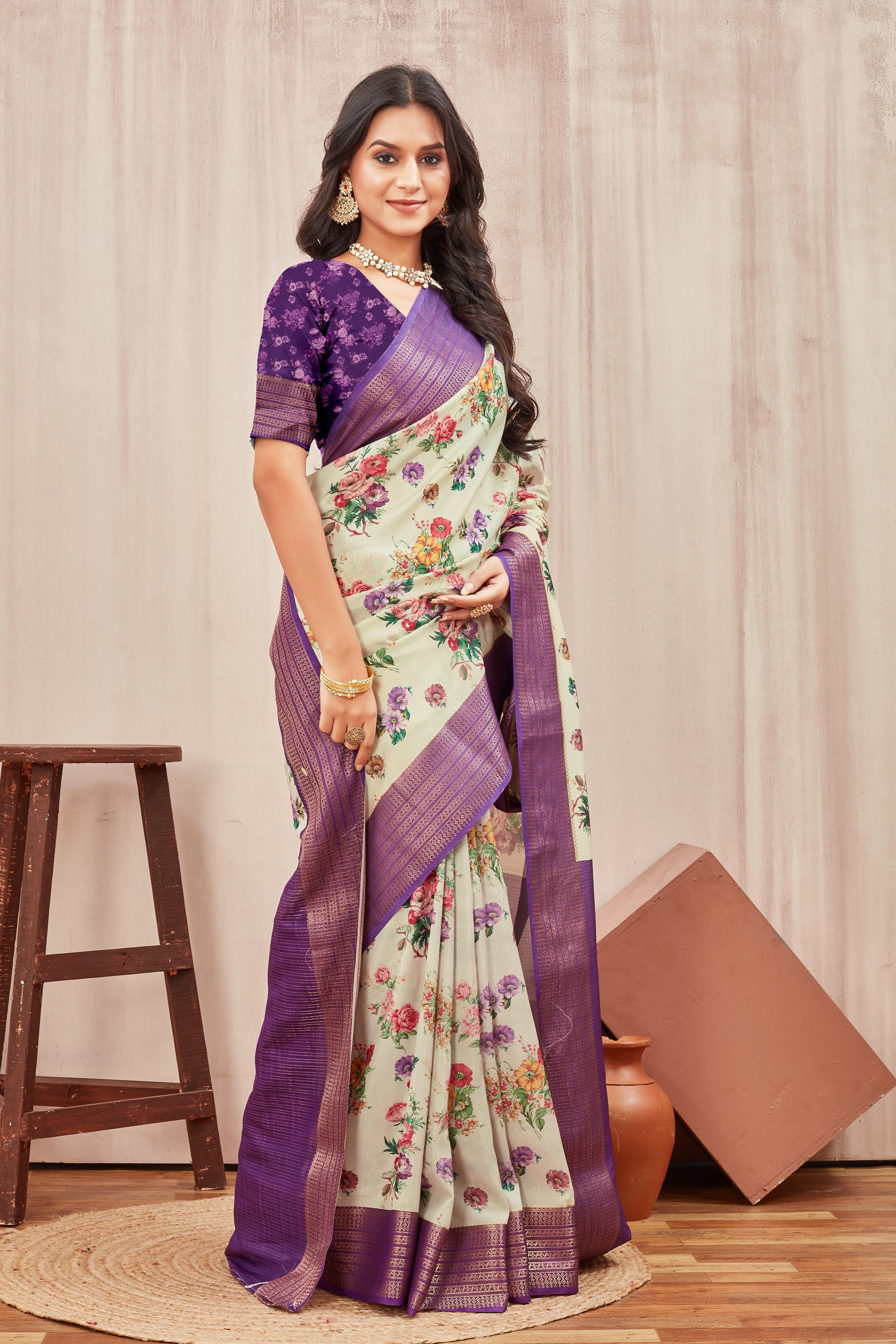 Digital modern printed soft silk sarees