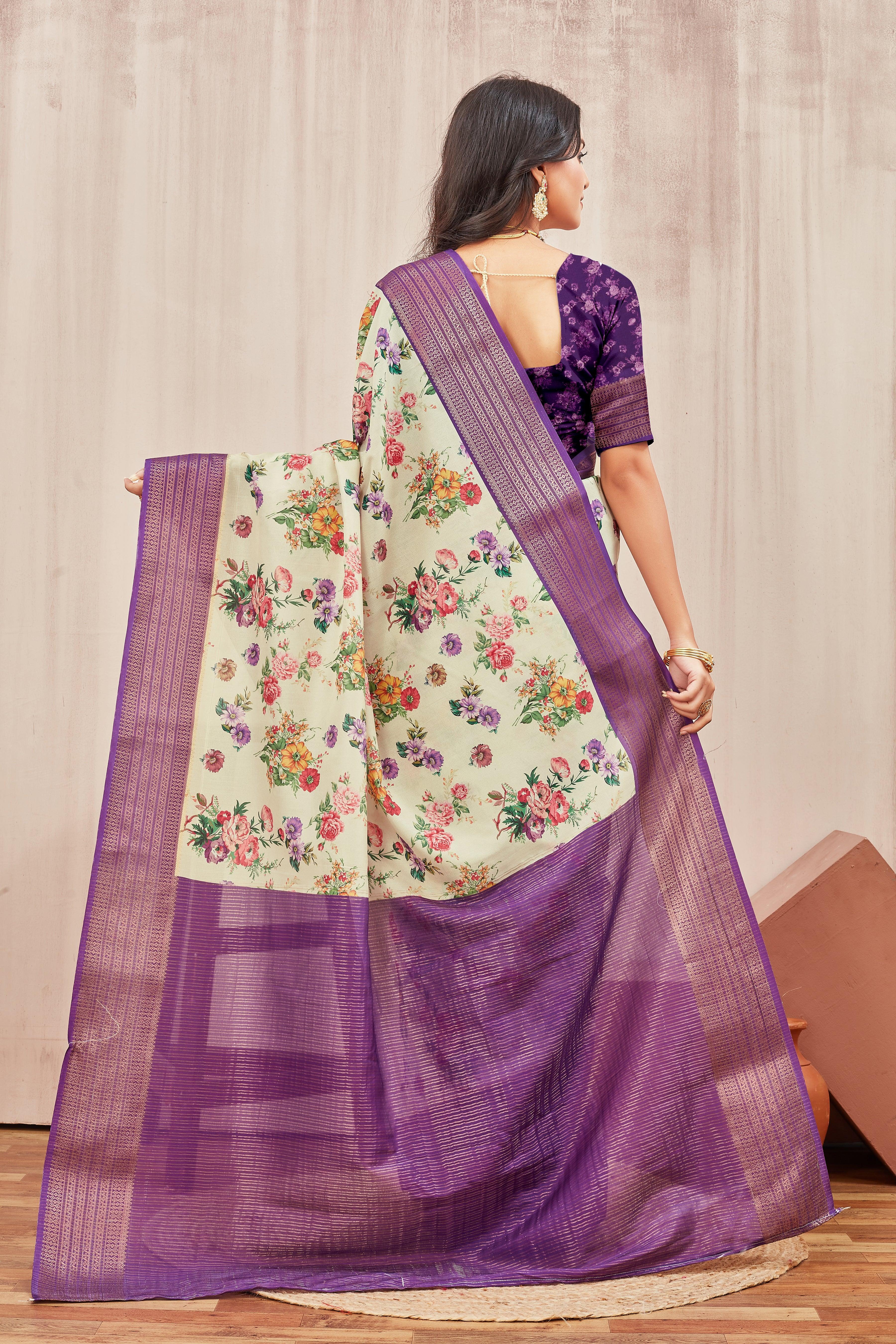 Digital modern printed soft silk sarees