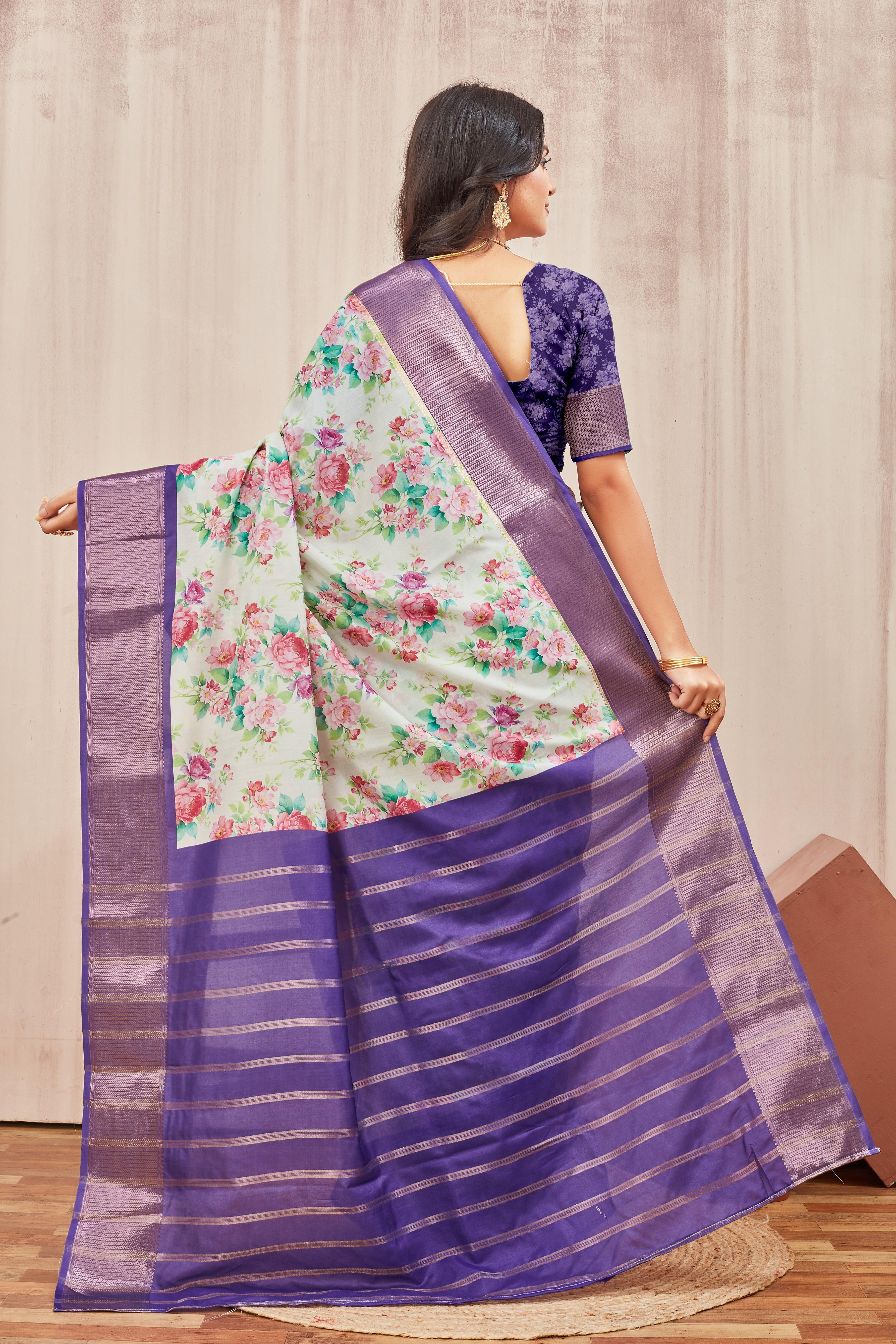Digital modern printed soft silk sarees