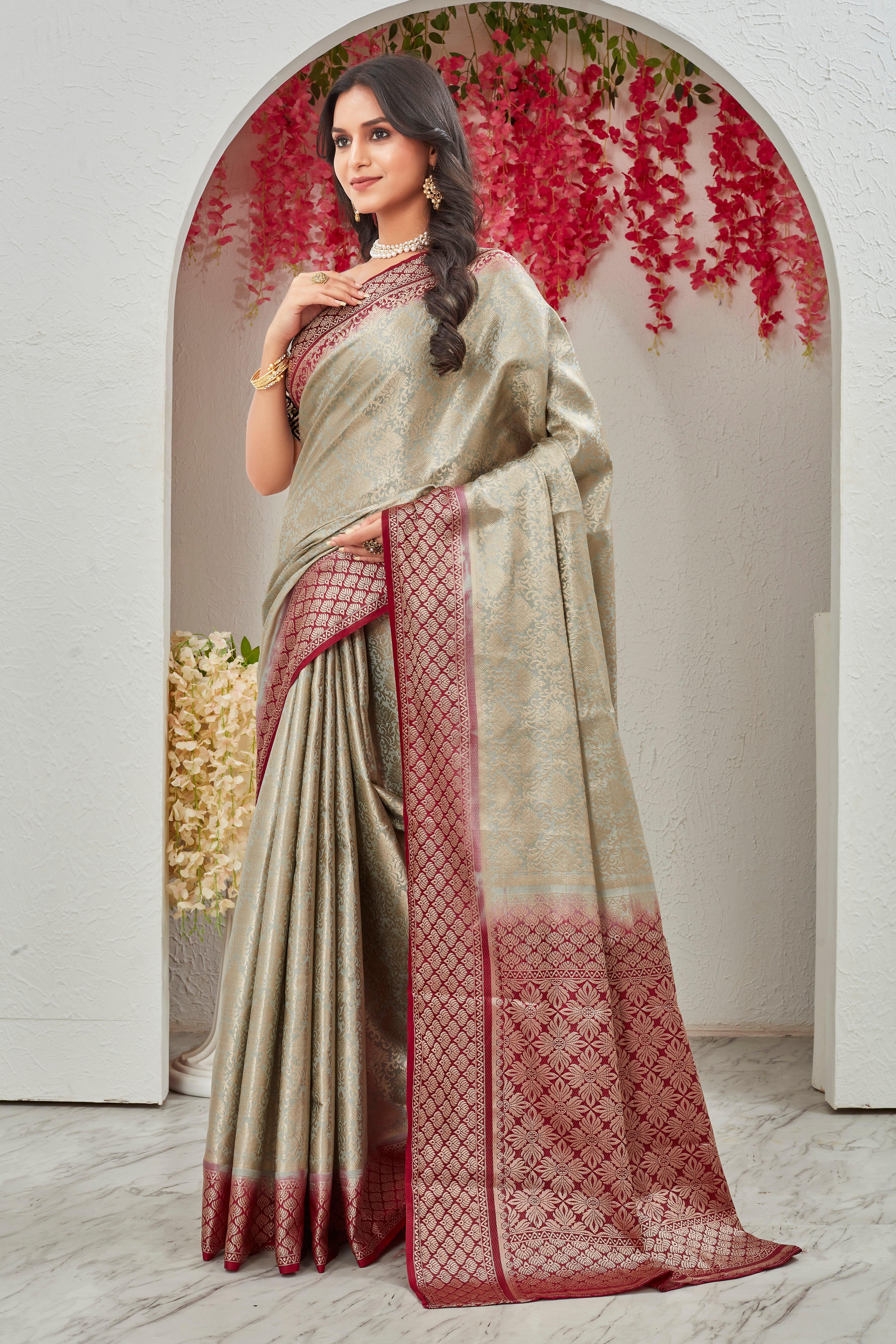 Gilded Grace: Opulent Brocade Mysore Silk Saree