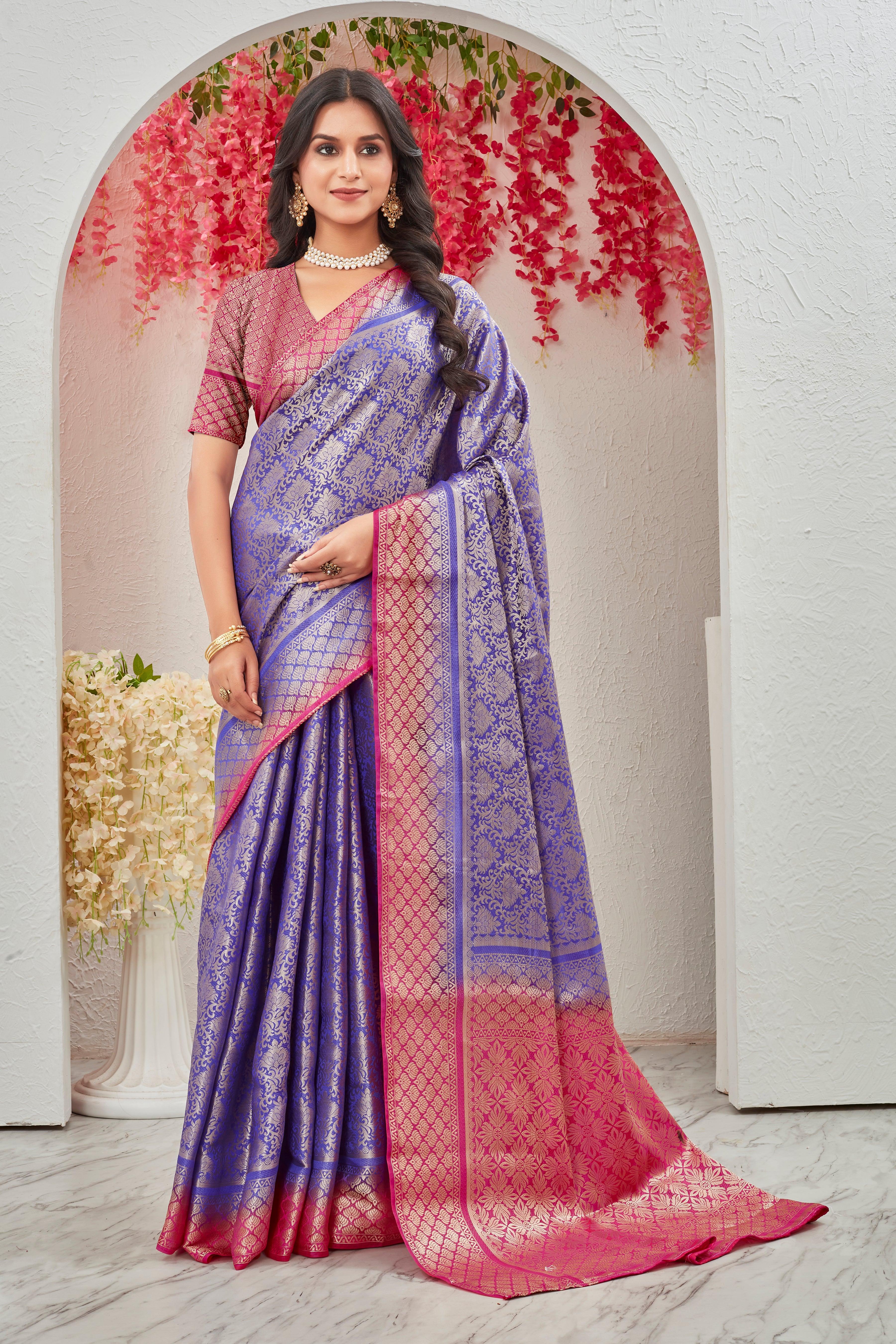 Velvet Sheen: Exquisite Brocade Work Mysore Silk