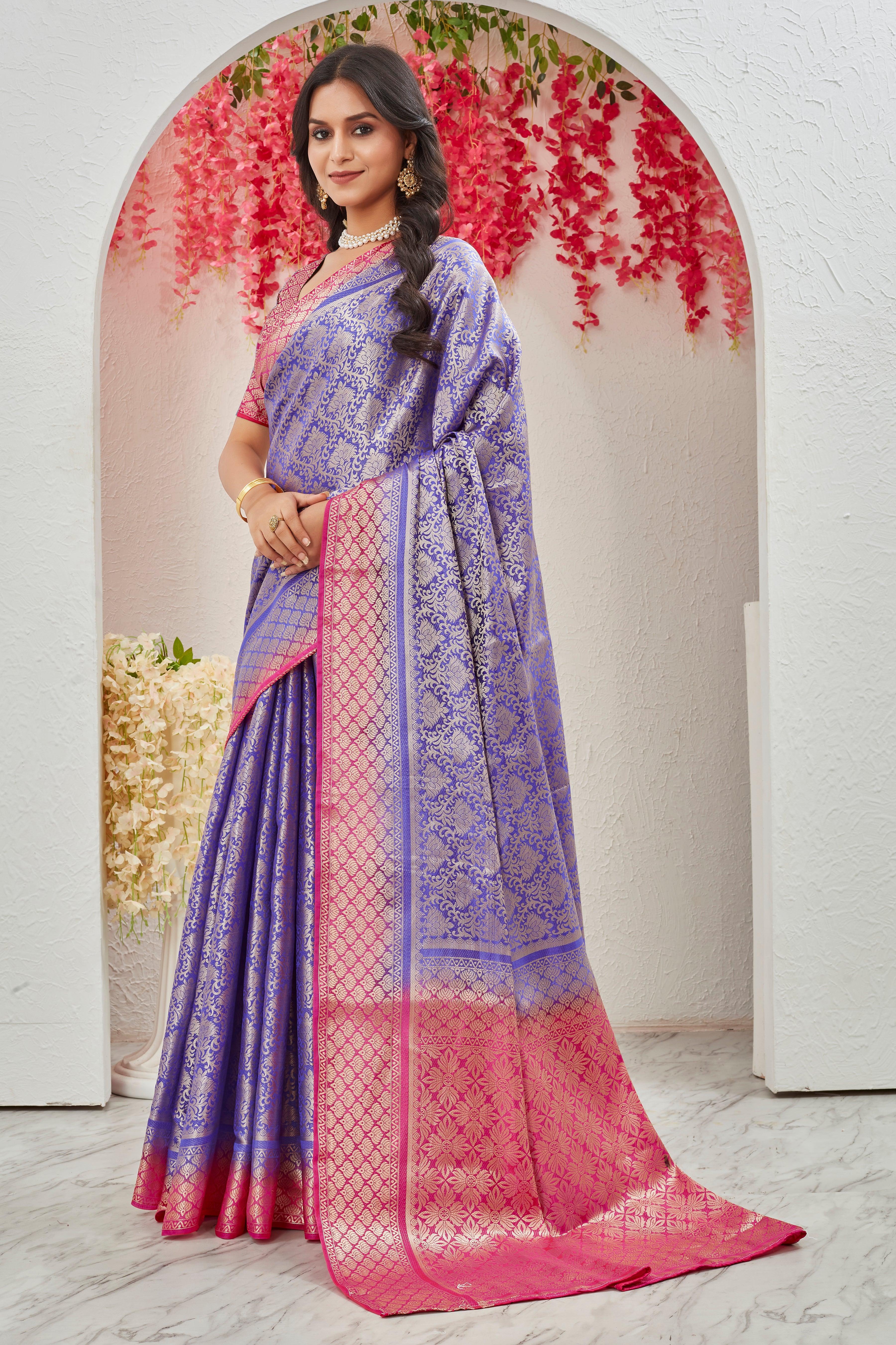 Velvet Sheen: Exquisite Brocade Work Mysore Silk