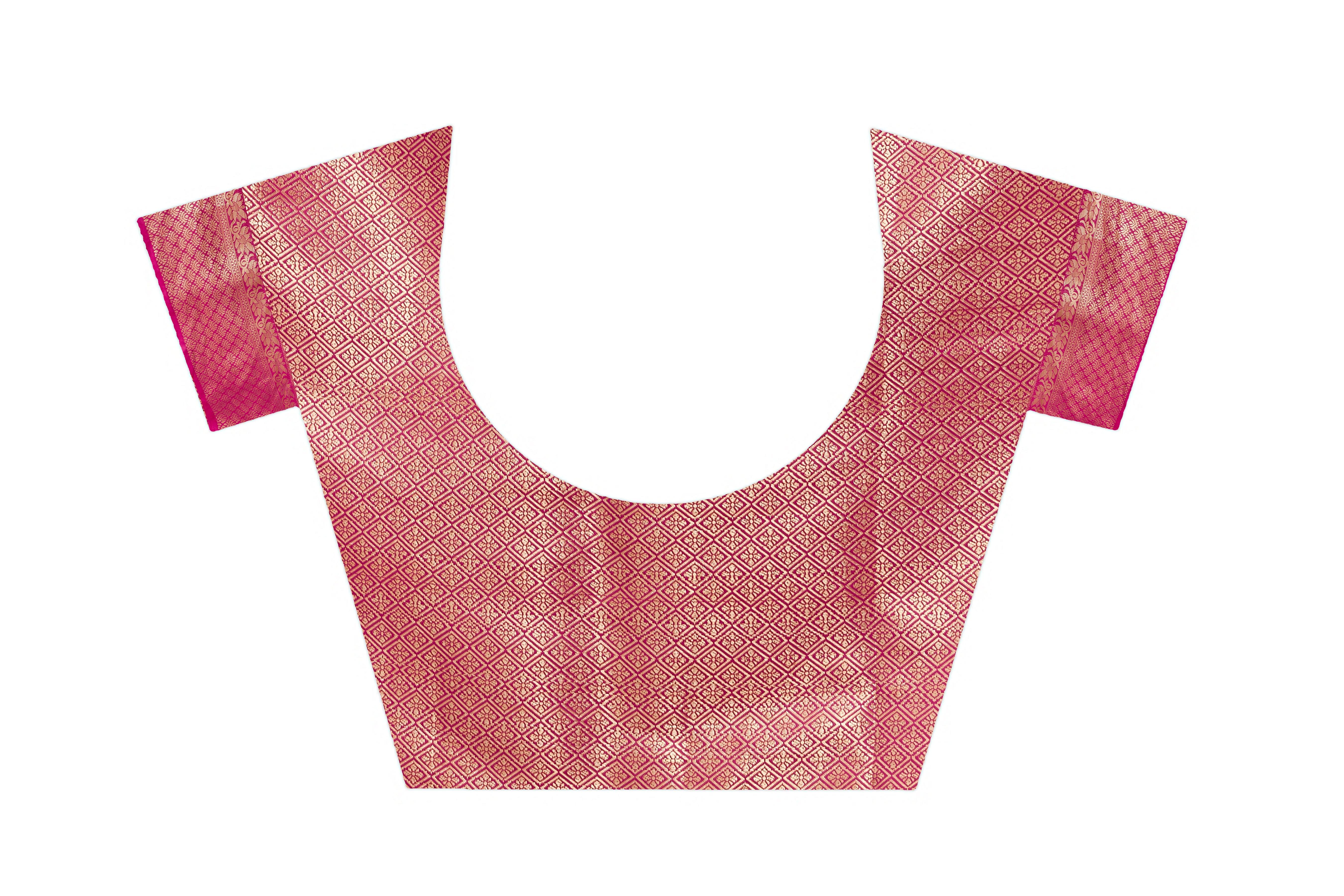 Blushing Elegance: Pure Brocade Mysore Silk by Icultuers in Pink Steal the Spotlight