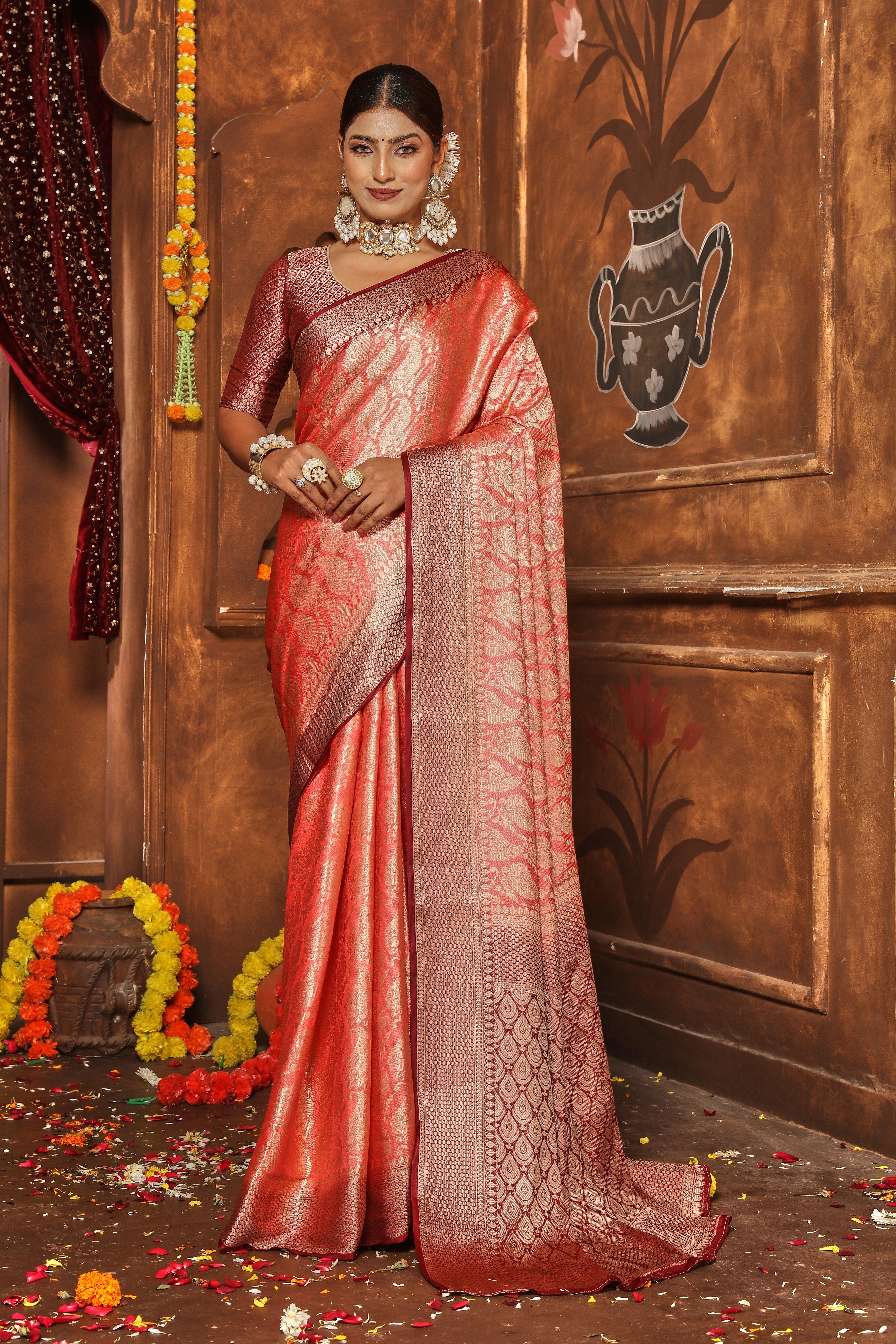 Refined Silk Fabrics: Full Zari Weave Splendor