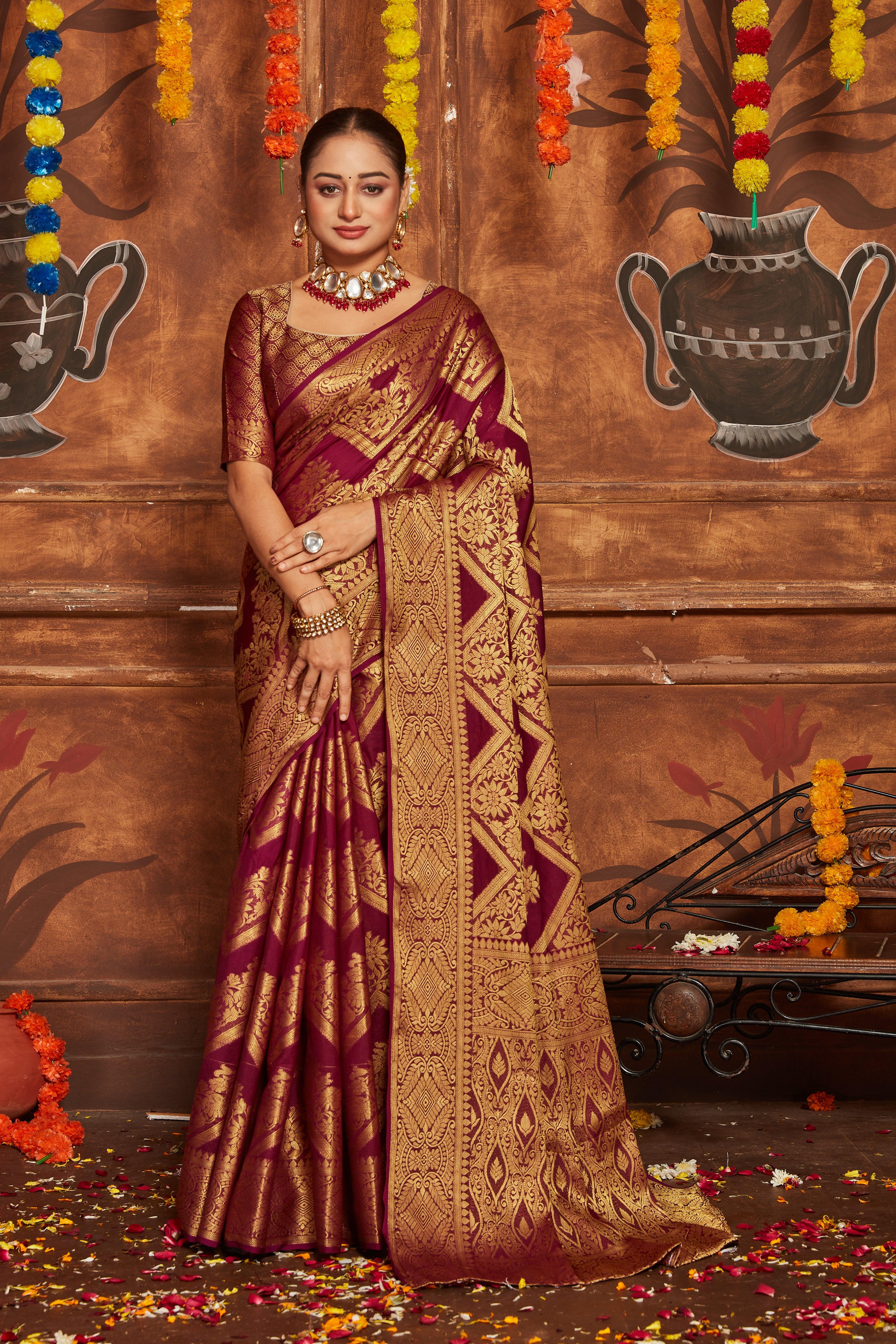 Lustrous Elegance: Zari-Adorned Silk Creations