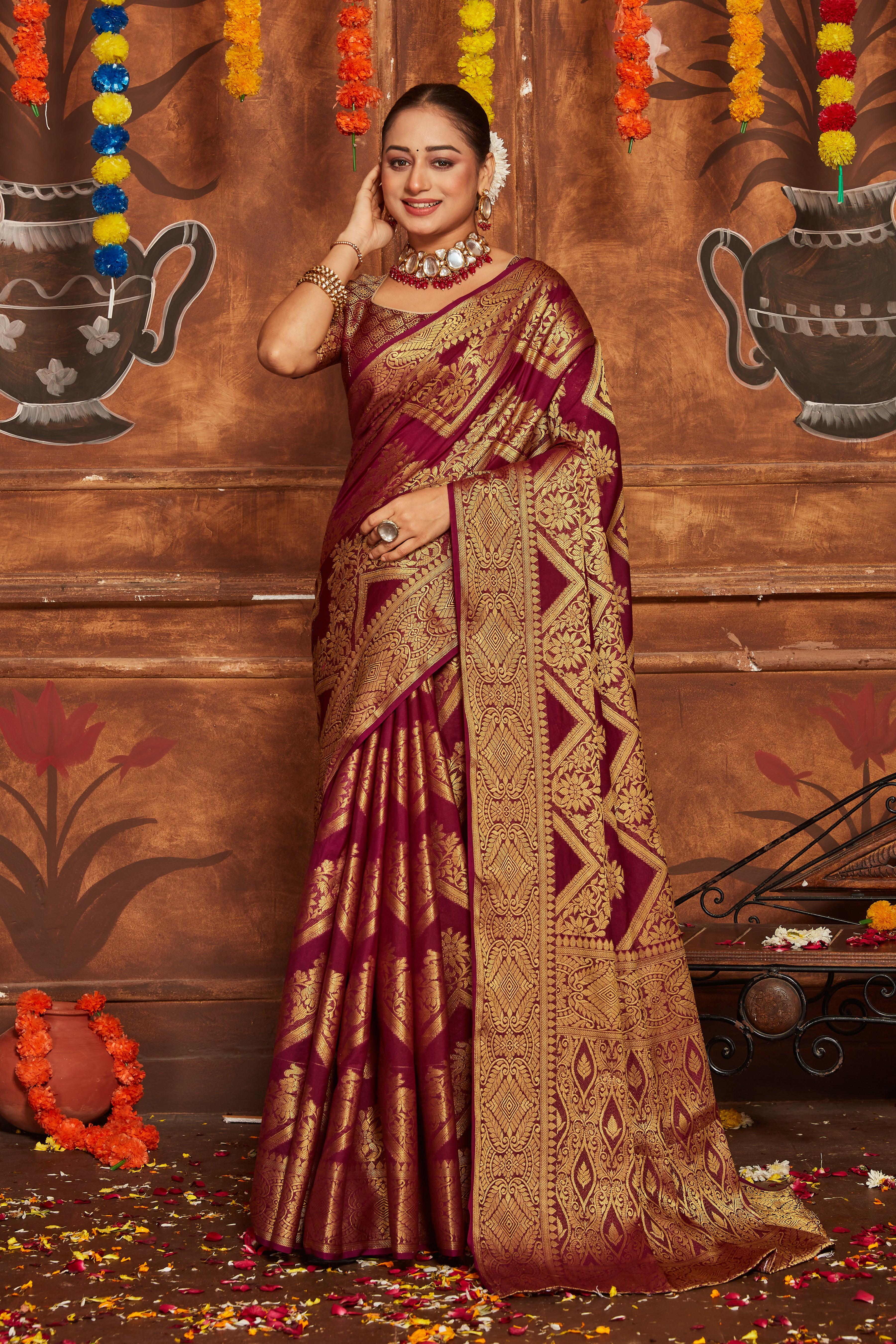 Lustrous Elegance: Zari-Adorned Silk Creations
