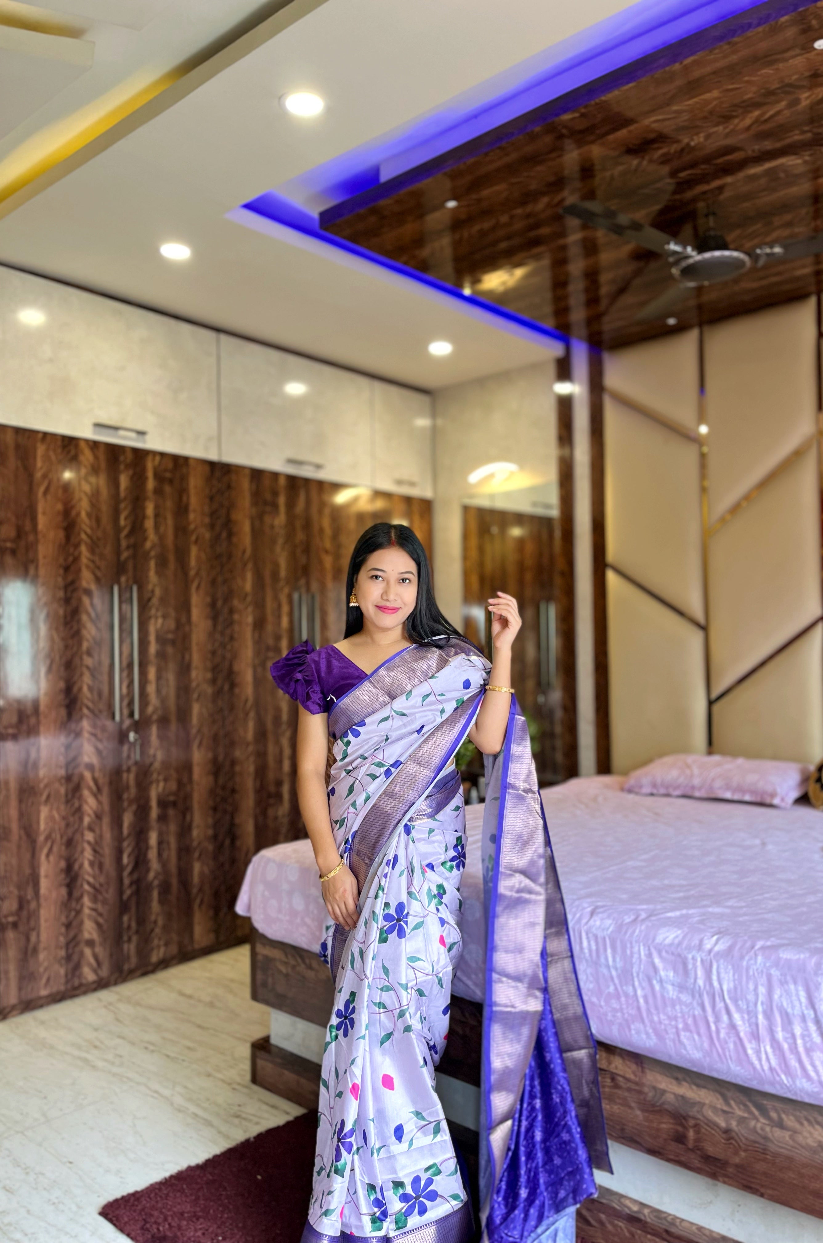 Mysore Printed Floral Silk by Icultuers for Grand Occasions