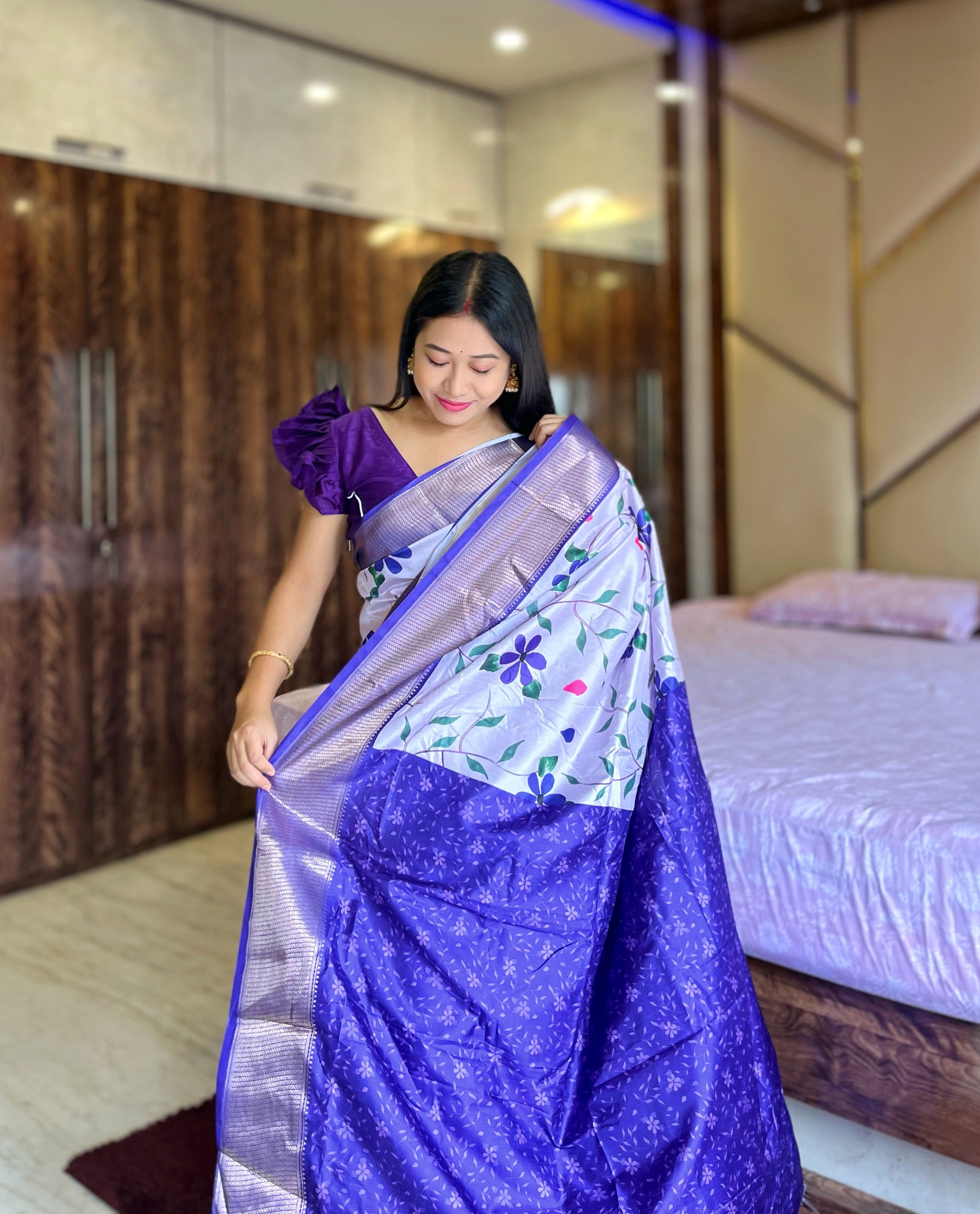 Mysore Printed Floral Silk by Icultuers for Grand Occasions