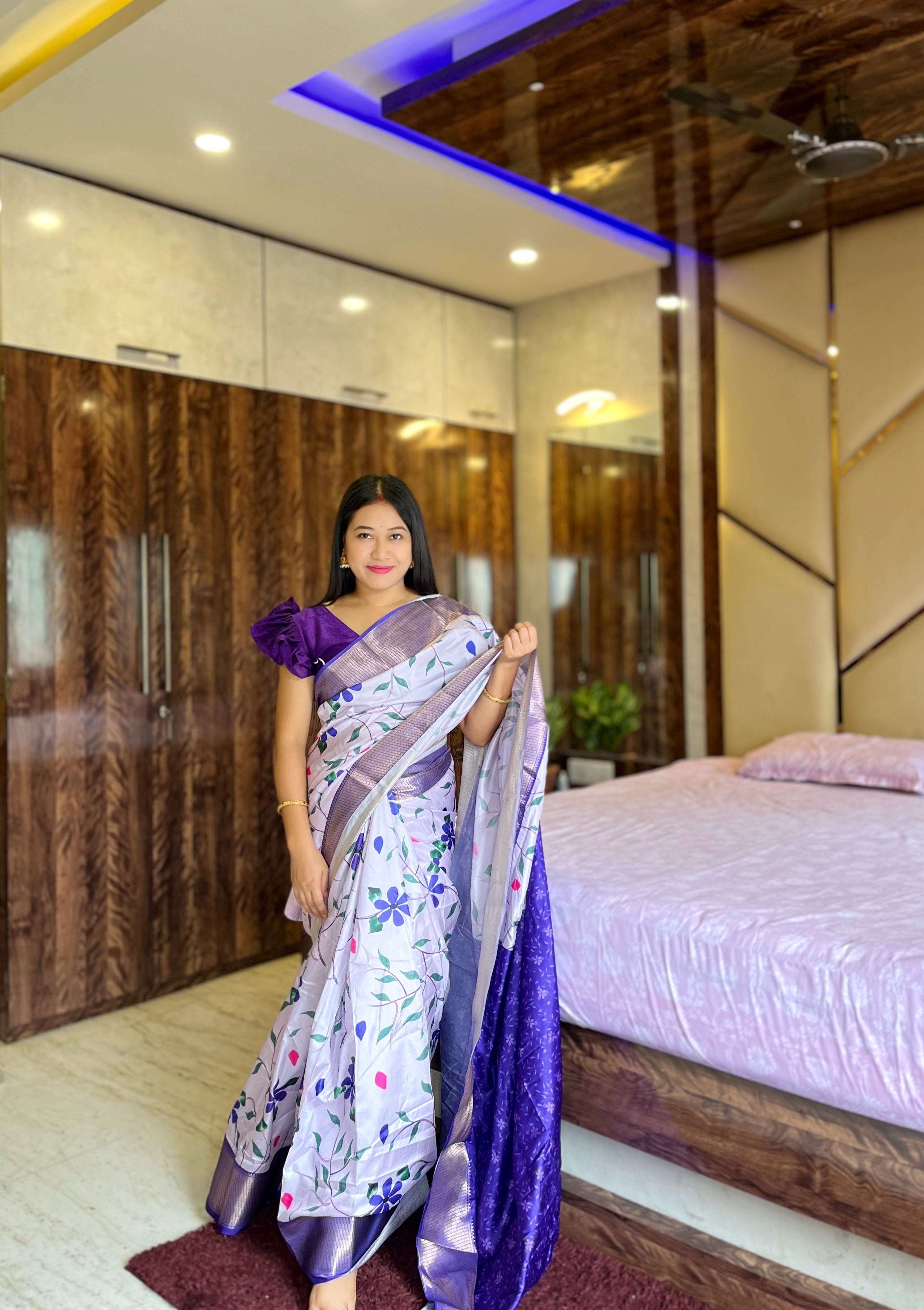 Mysore Printed Floral Silk by Icultuers for Grand Occasions