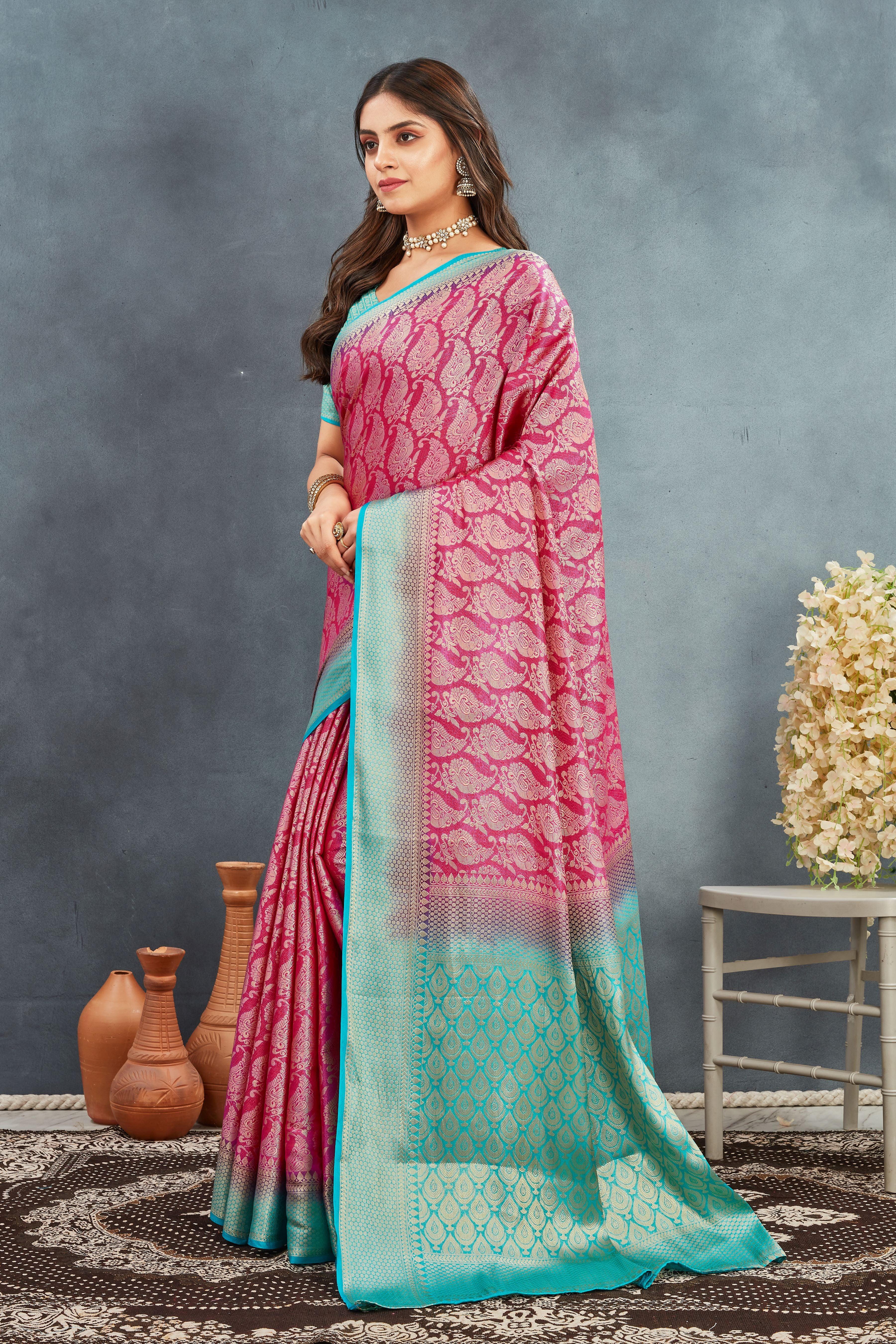Pure Brocade Mysore Silk sarees in Magenta