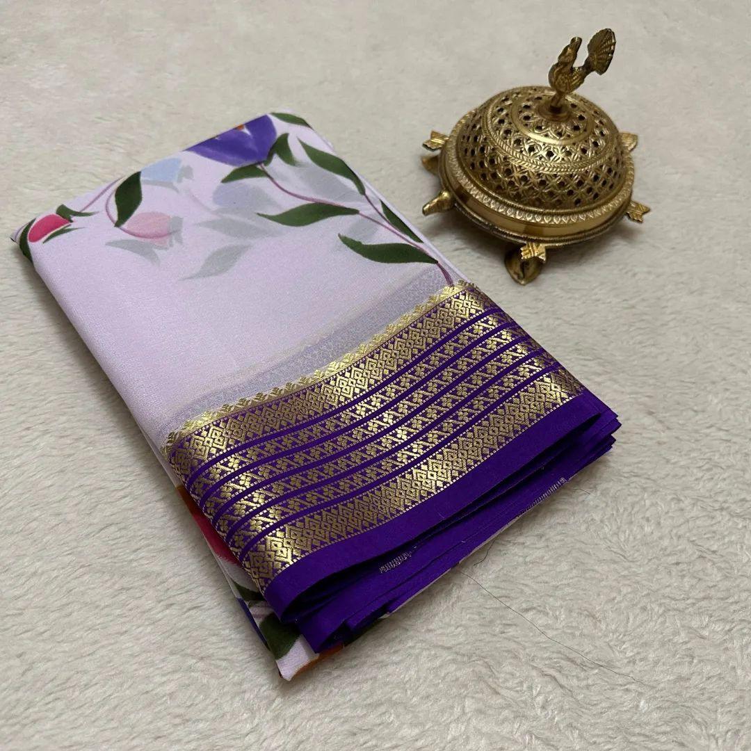 Mysore Printed Floral Silk by Icultuers for Grand Occasions