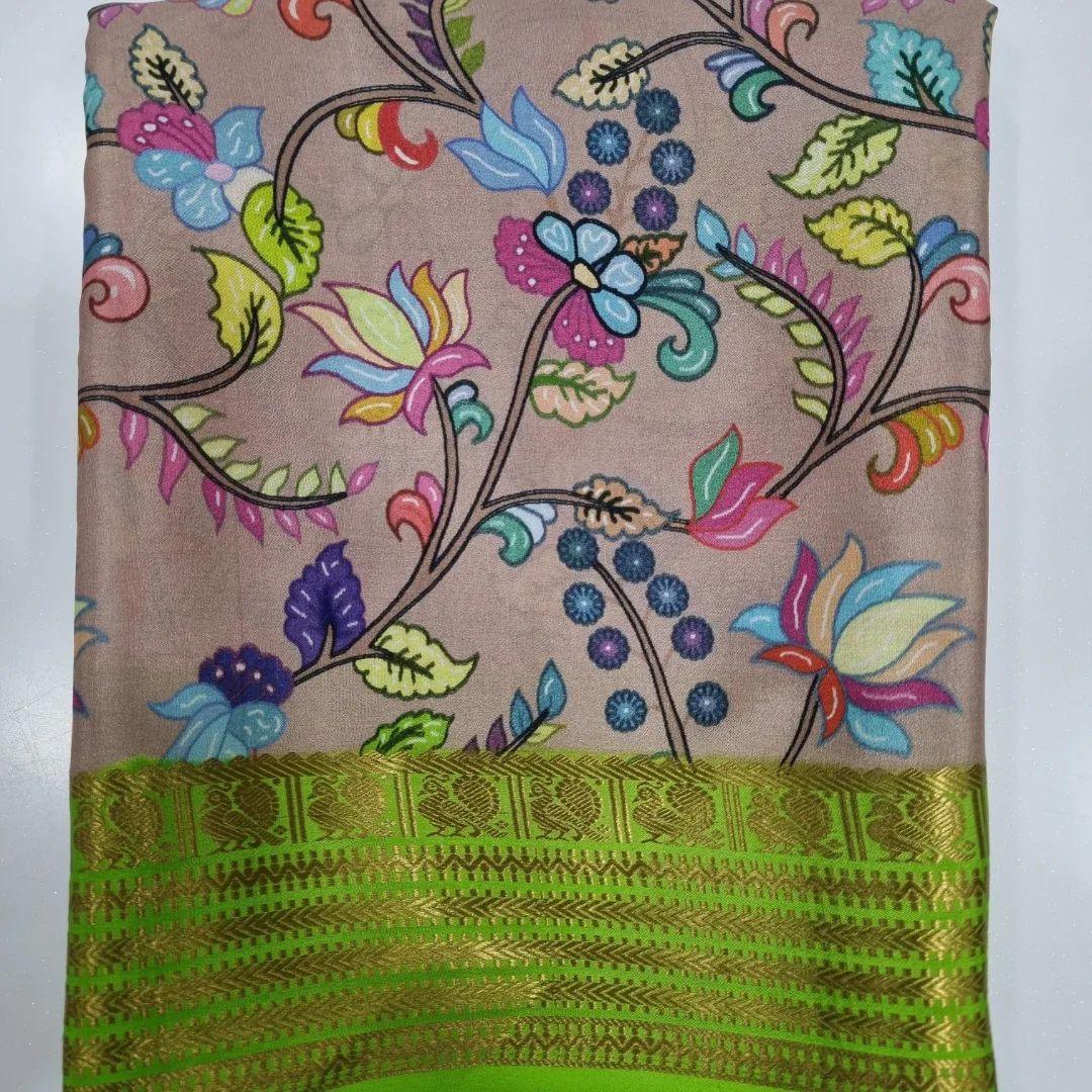 Lush Drapes: Mysore Crepe Silk Saree with Floral Prints
