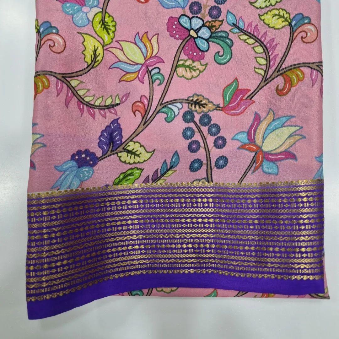 Royal Hues: Pure Crepe Silk Saree with Prints