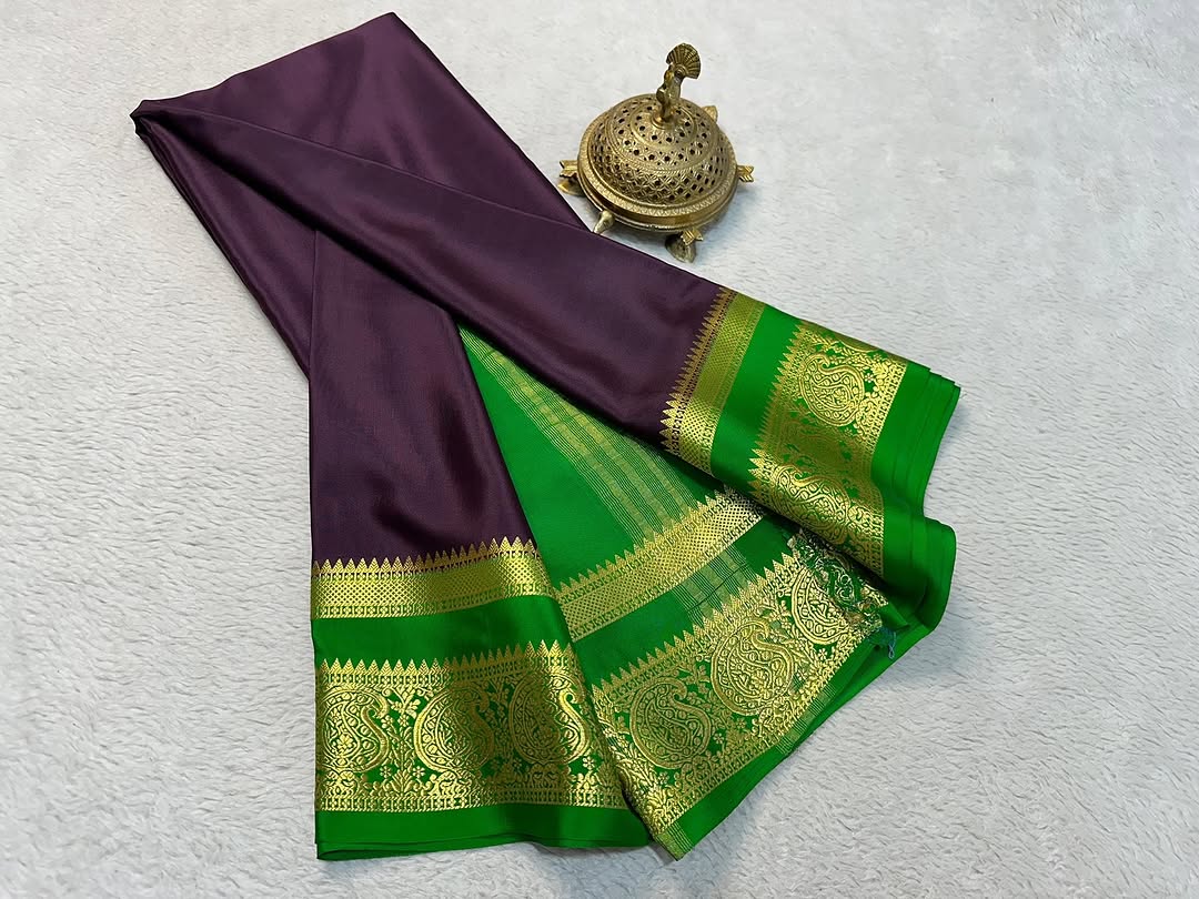 Vibrant Contrasts: Mysore Silk by Icultuers with Mango Bentex Border