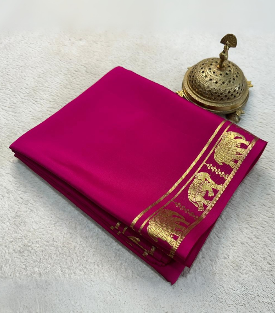 Pink Women Mysore Silk by Icultuer With Blouse