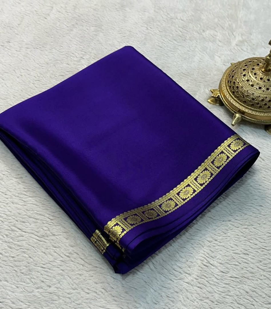 Mysore Silk by Icultuer in Beautiful Zari Border in Purple Colour.