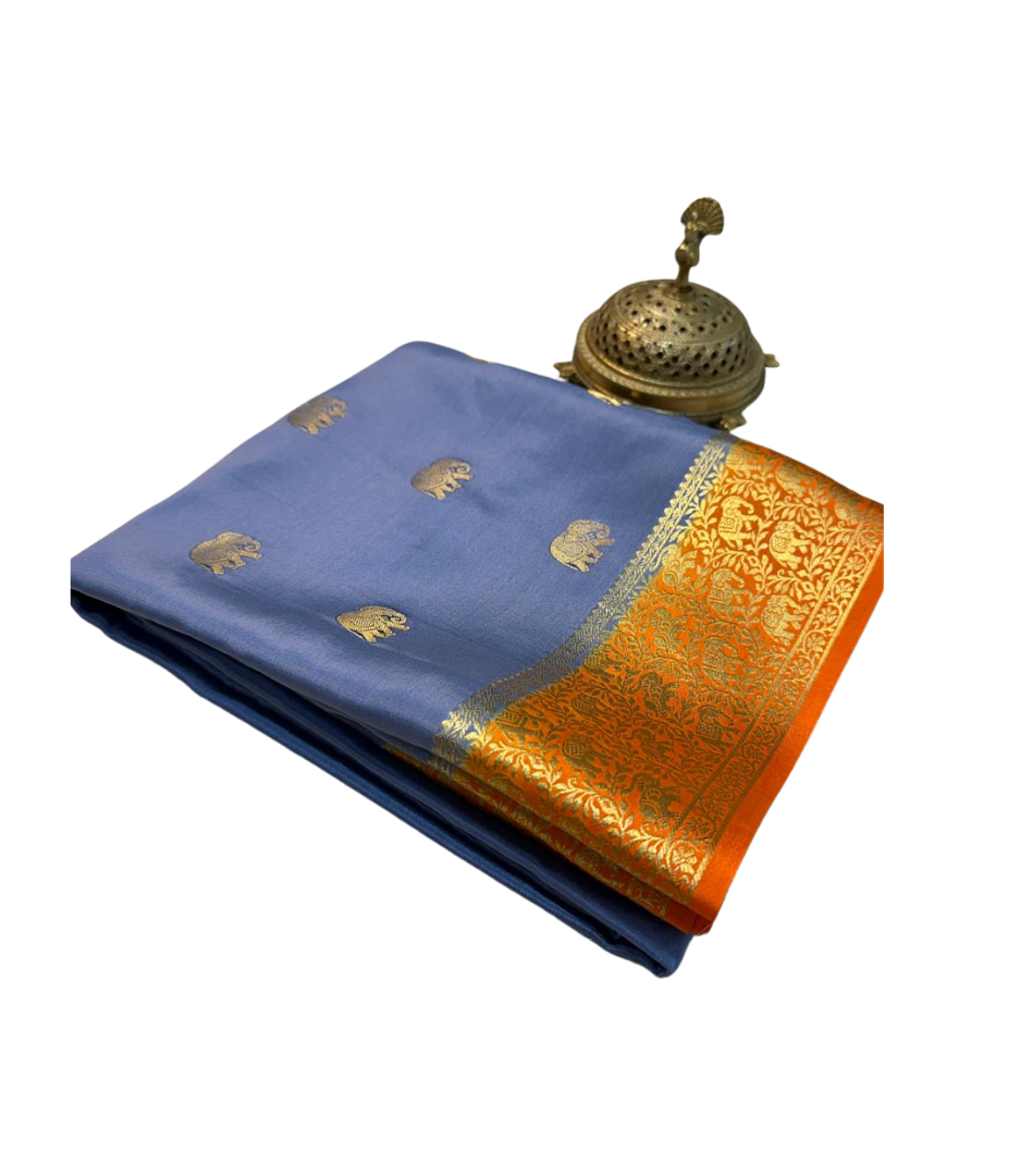 Pure Mysore Silk Digital Printed by Icultuer with Rich Pallu