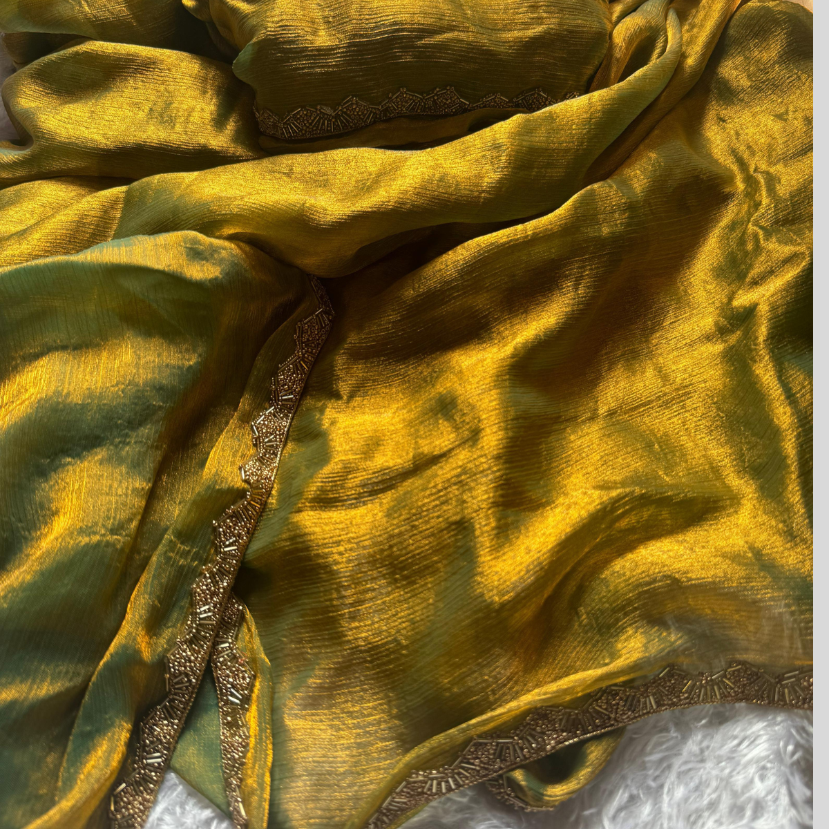 Golden Rich Chiffon by Icultuer with Blouse