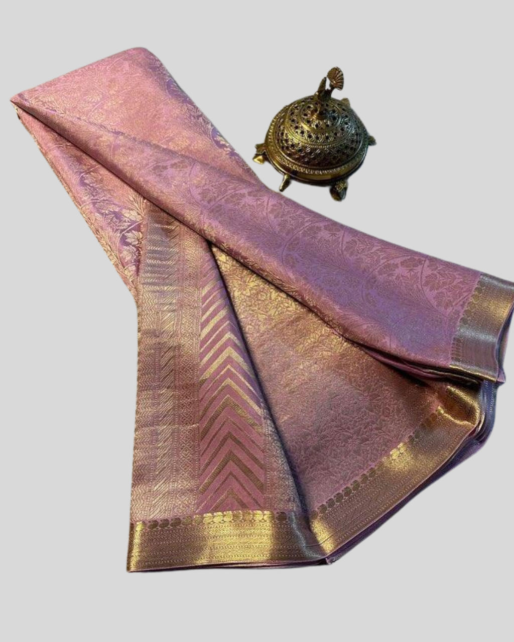 Light Pink Pure Brocade Mysore Silk by Icultuer