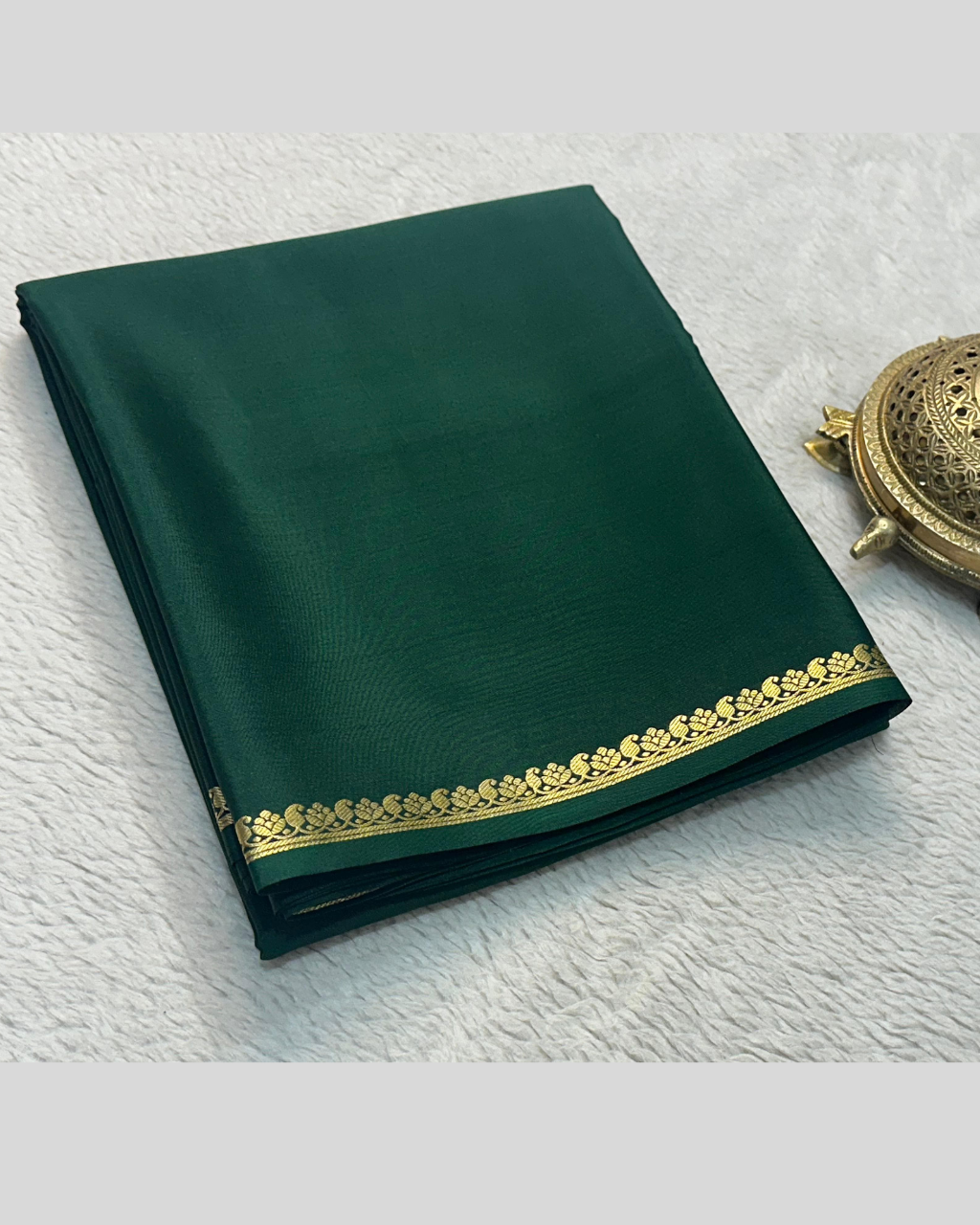 Small Border Green Mysore Silk by Icultuer for women