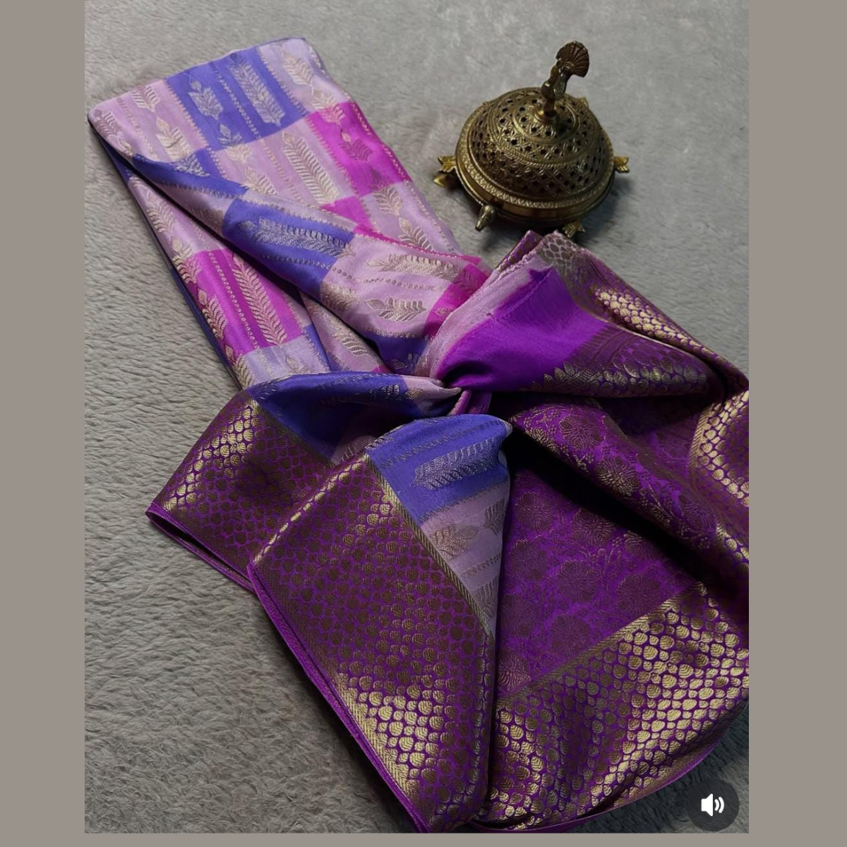 Purple  Brocde Zariwork Pure Mysore Silk by Icultuer