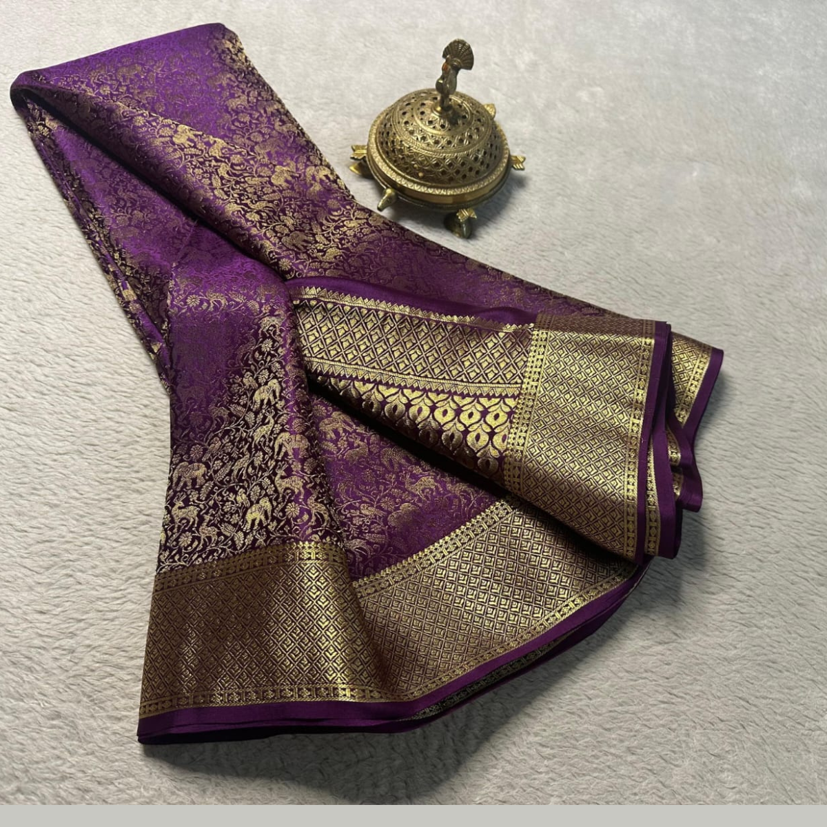 Dark Purple Mysore Soft Silk by Icultuer