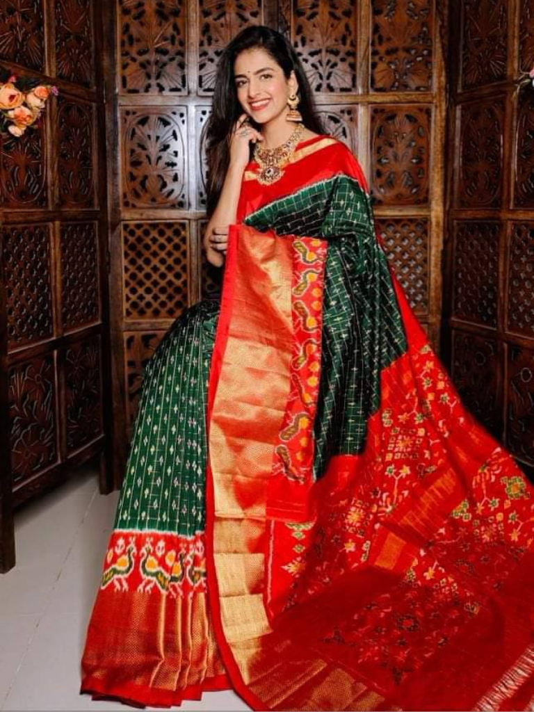 ikkat  Printed handloom Soft Silk by Icultuer