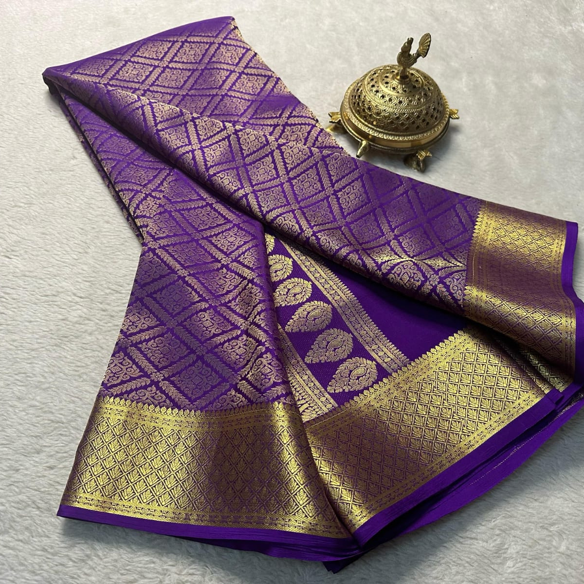 Dark Purple Brocade by Icultuer with Blouse .