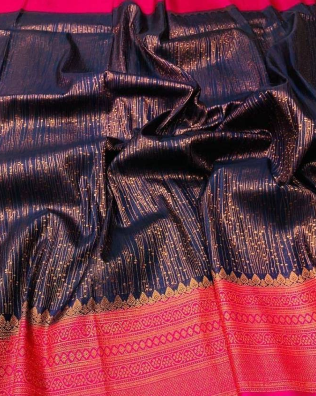 Blue and Rani Pink Soft Silk by Icultuer